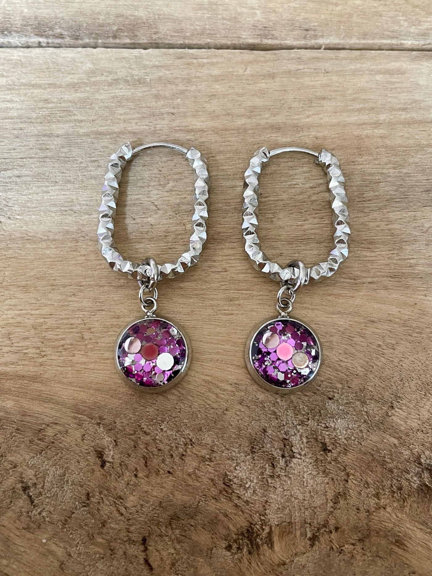 Boucles d'oreilles SANTORINI argentées Réharmonisation des 7 chakras