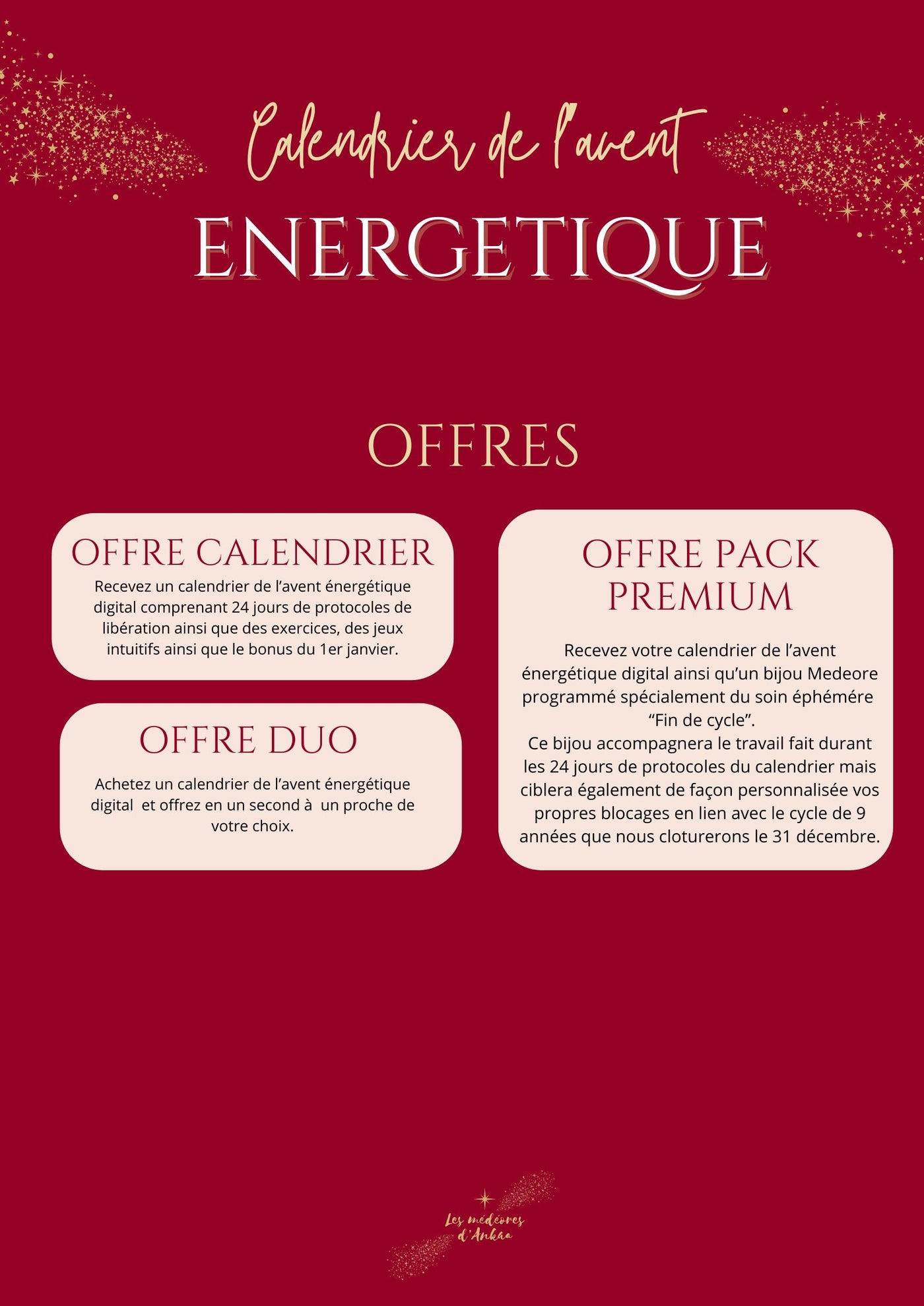 CALENDRIER DE L'AVENT ÉNERGÉTIQUE DIGITAL Edition " FIN DE CYCLE ANNÉE 9"