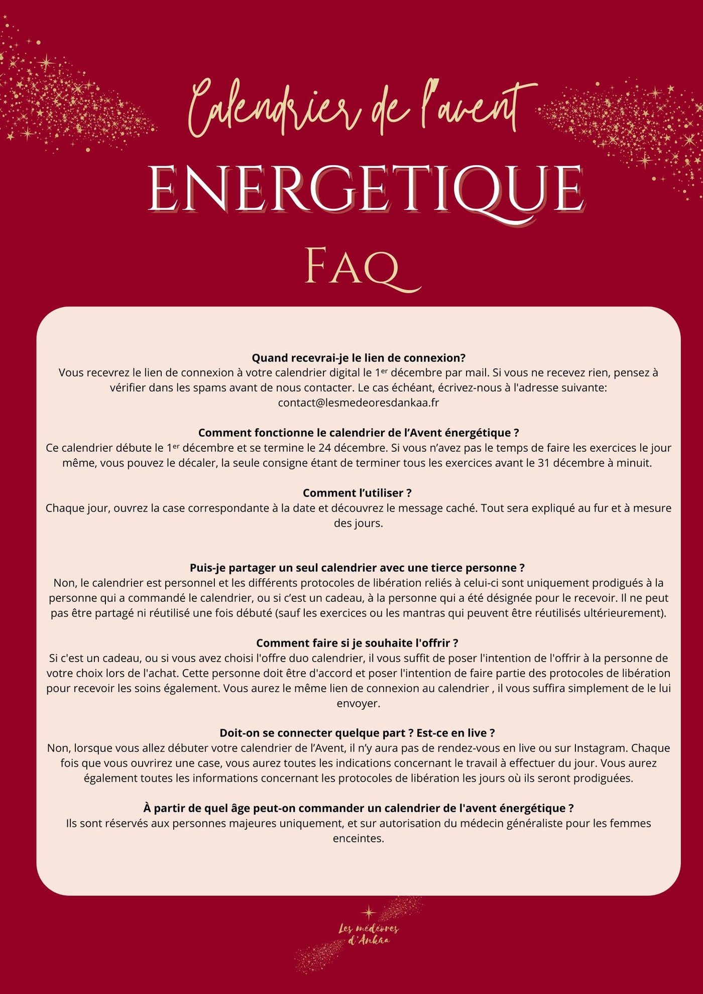 CALENDRIER DE L'AVENT ÉNERGÉTIQUE DIGITAL Edition " FIN DE CYCLE ANNÉE 9"