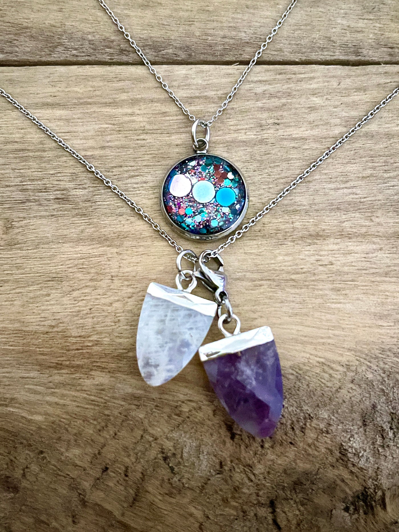 Simple silver necklace AMETHYSTE Life Mission Alignment