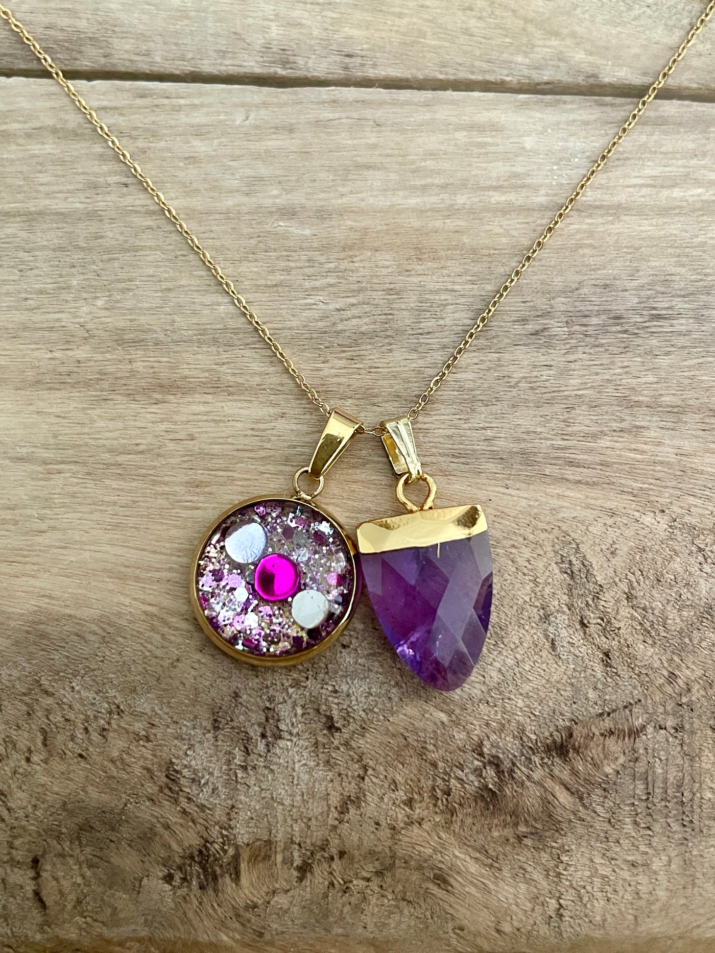 Collier simple doré AMETHYSTE Abondance