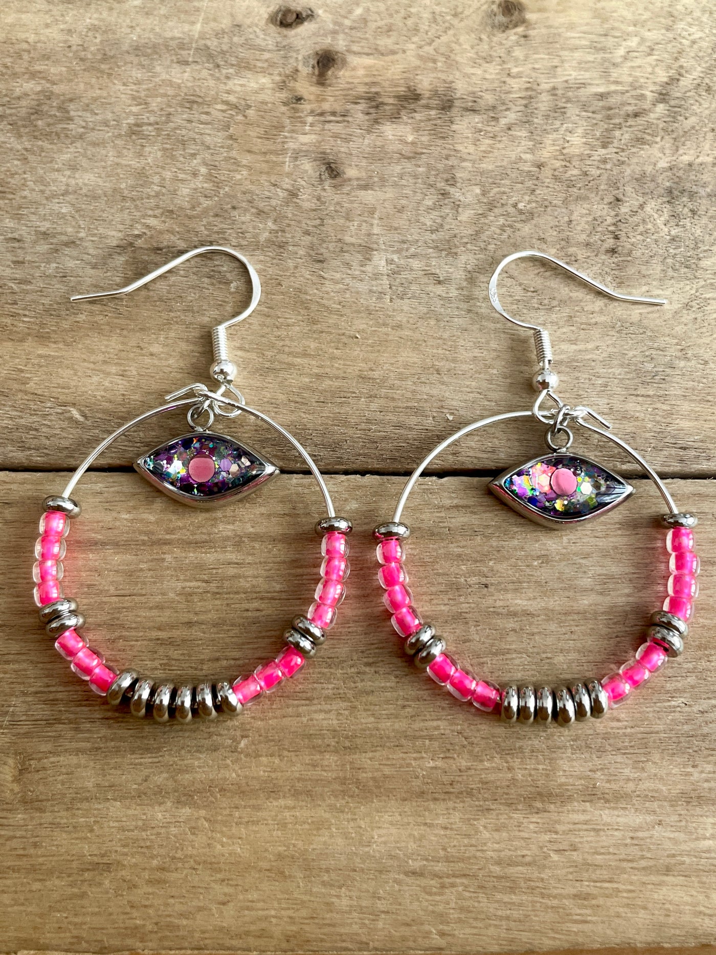 Boucles d'oreilles argentées NEON  Lignée familiale