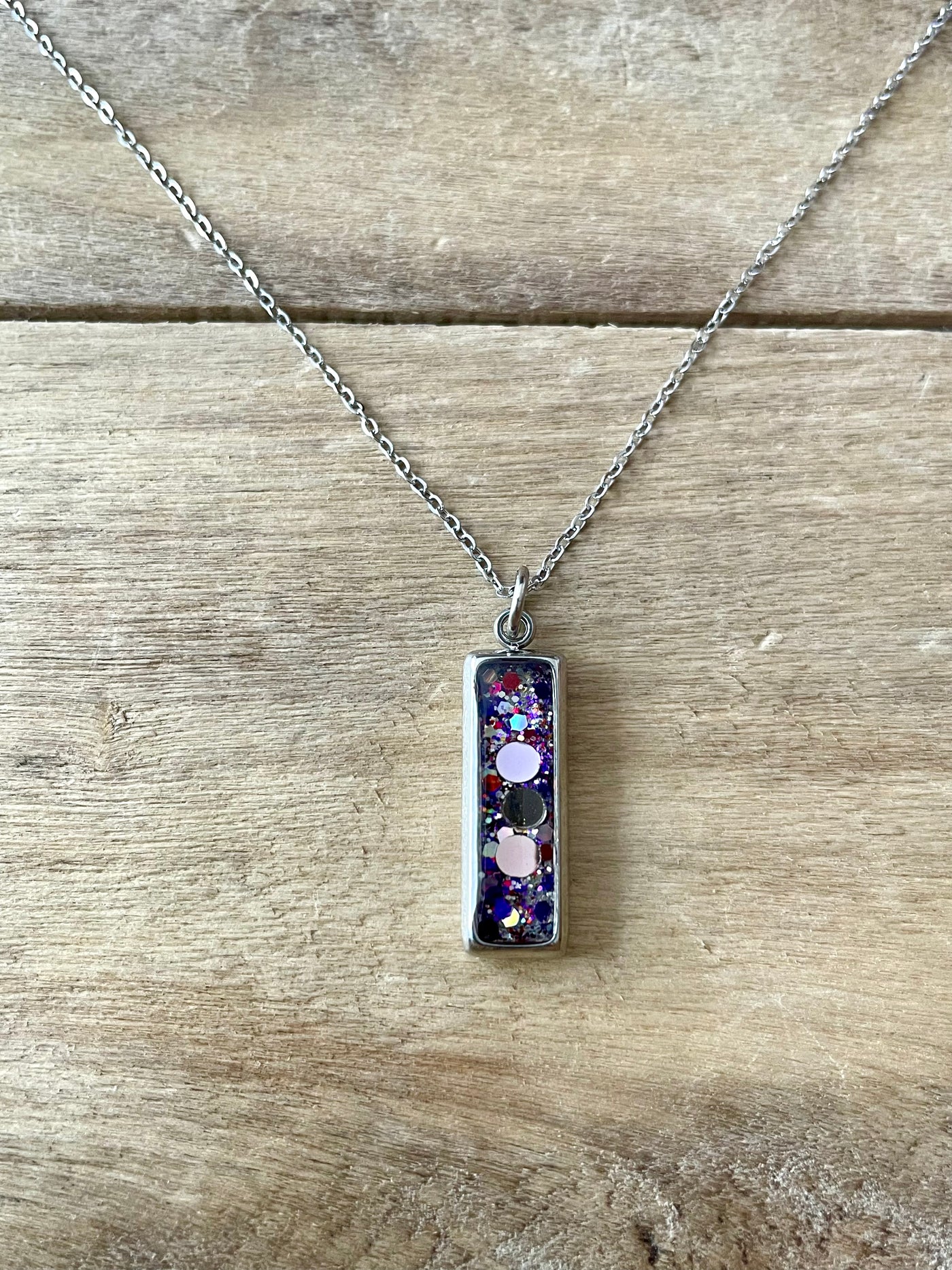 Simple silver RECTANGLE Throat Chakra necklace