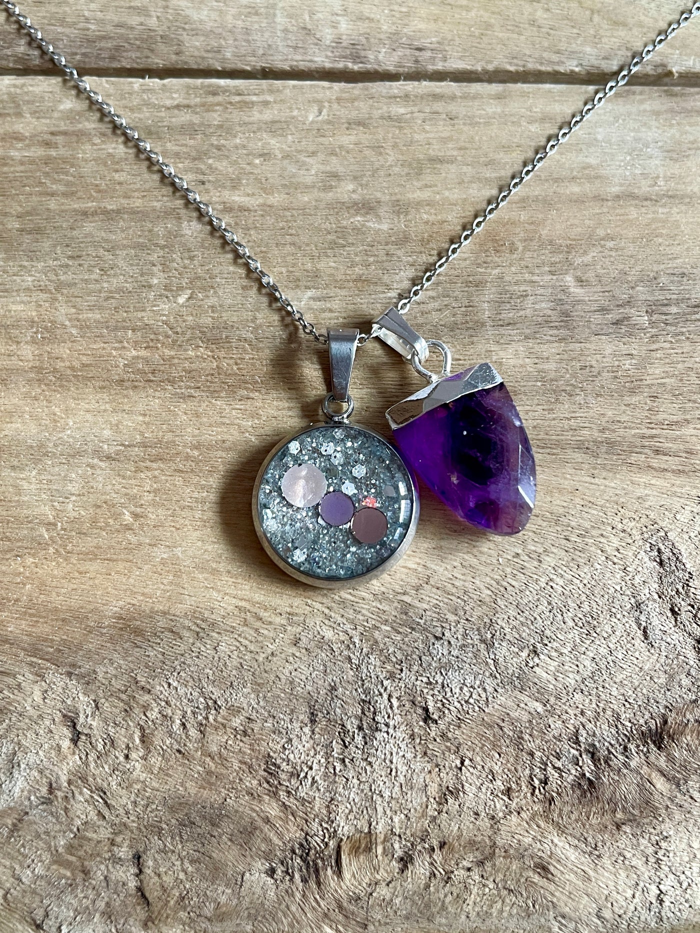 Collier simple argenté AMETHYSTE  Lâcher prise