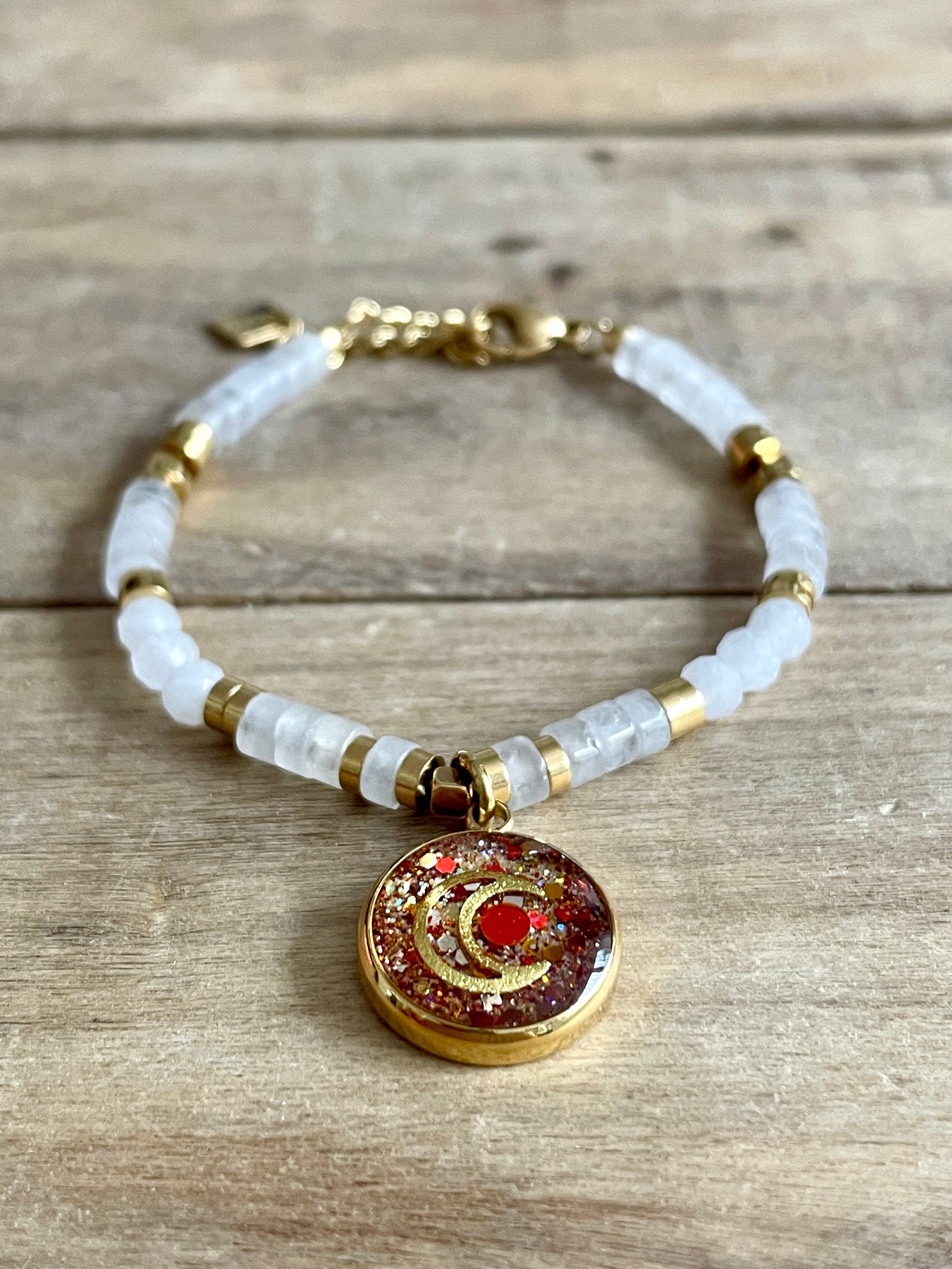 Bracelet doré BALI Moon Pierre de lune Alignement à soi