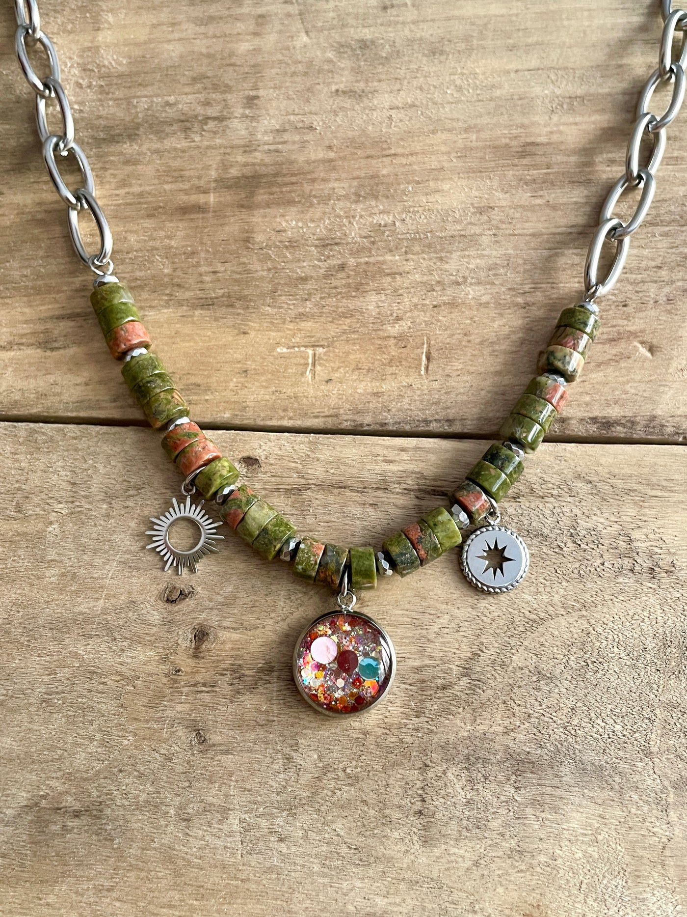 Golden HONOLULU Unakite Self Sabotage Necklace