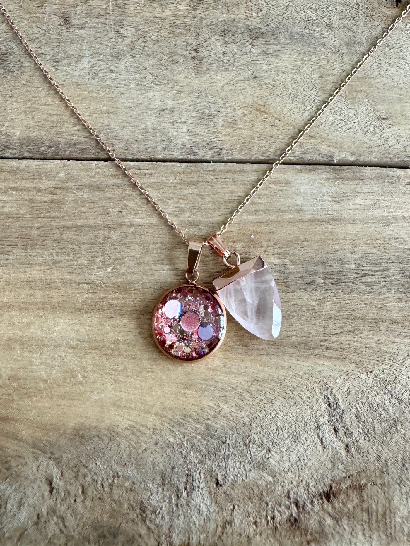 Collier simple or rose QUARTZ ROSE Confiance en soi