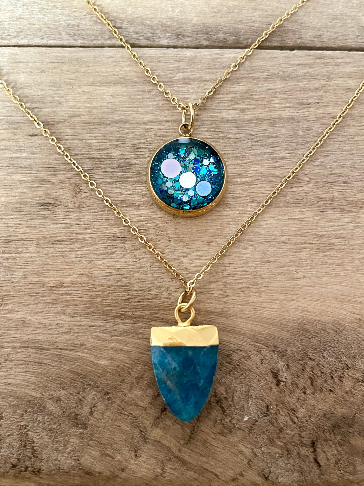 Collier double doré  Apatite Jalousie