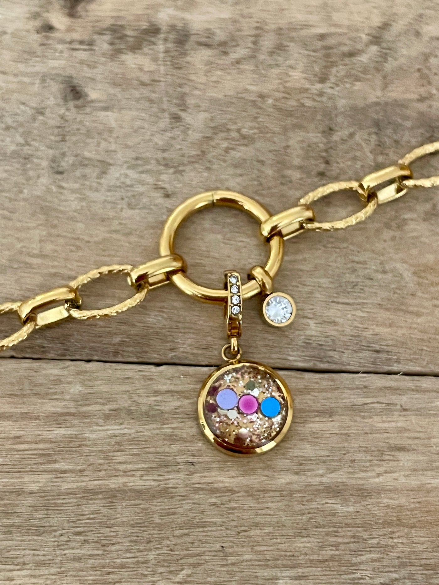 Charm Cristal doré Phenix (vendu sans bracelet)