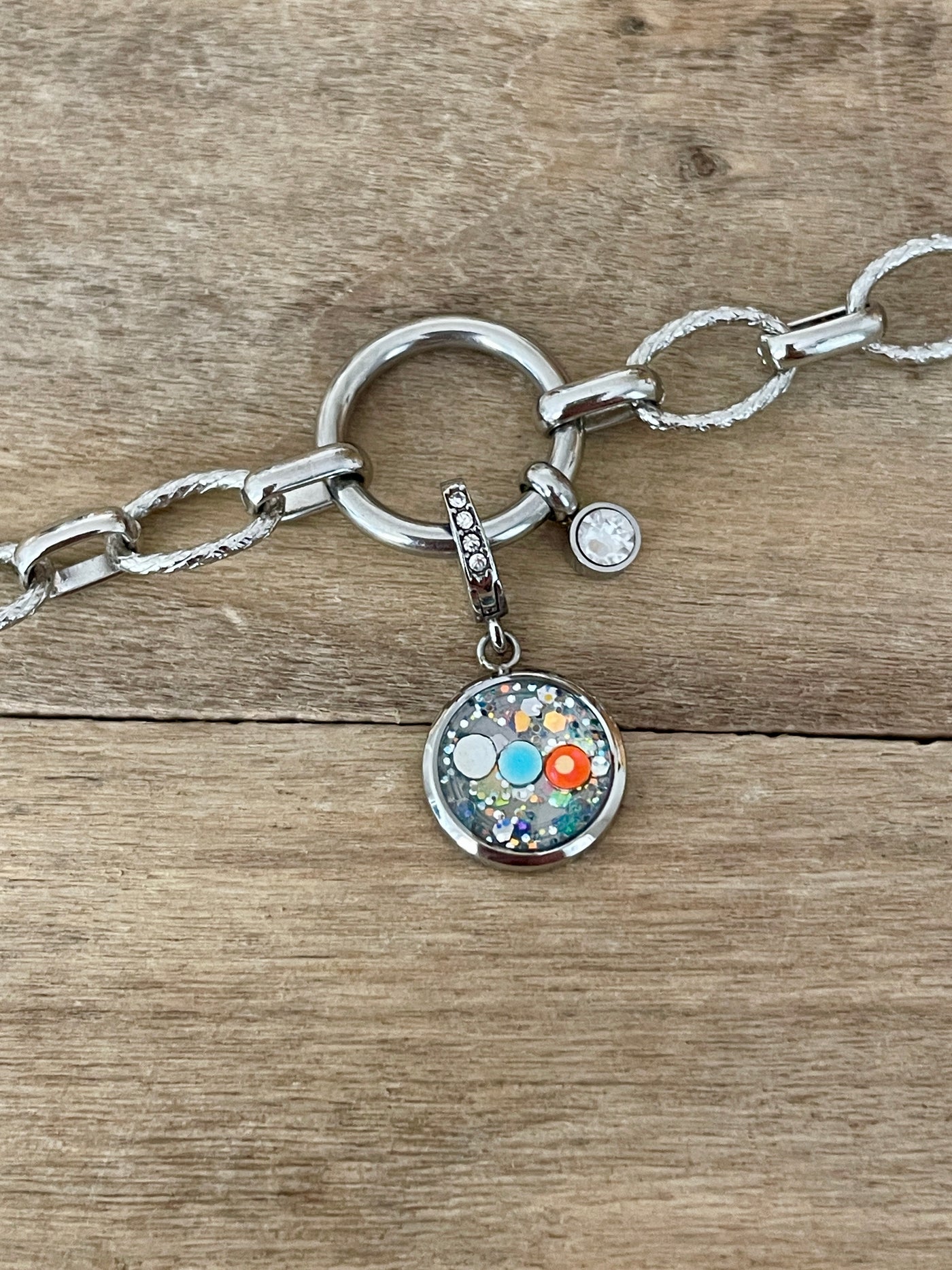 Charm Cristal argenté Océan (vendu sans bracelet)