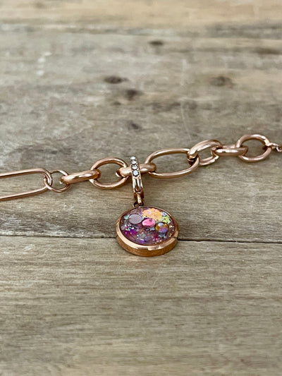 Charm Cristal or rose Lignée familiale (vendu sans bracelet)