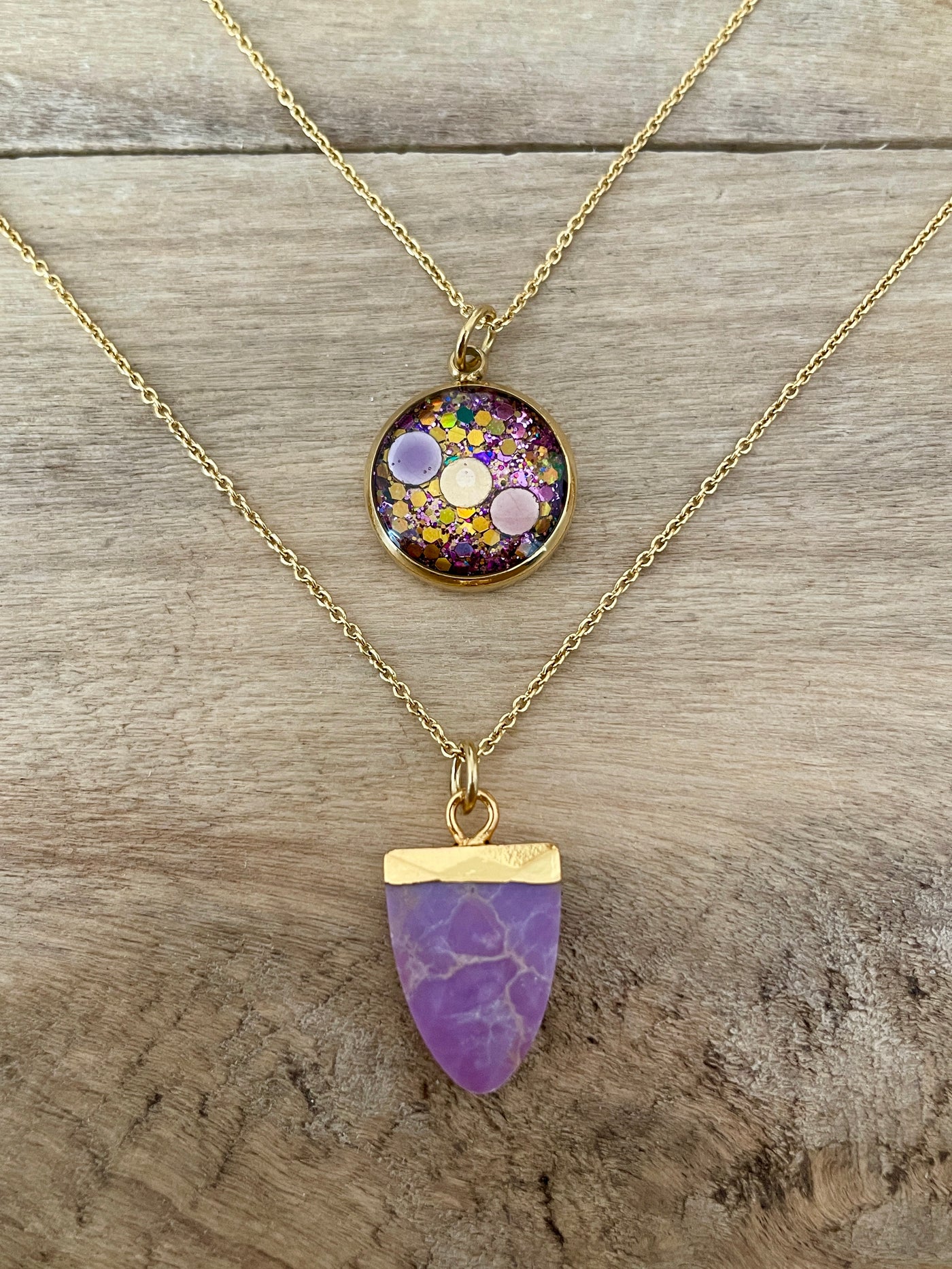 Collier double doré SUGILITE Apaisement des émotions