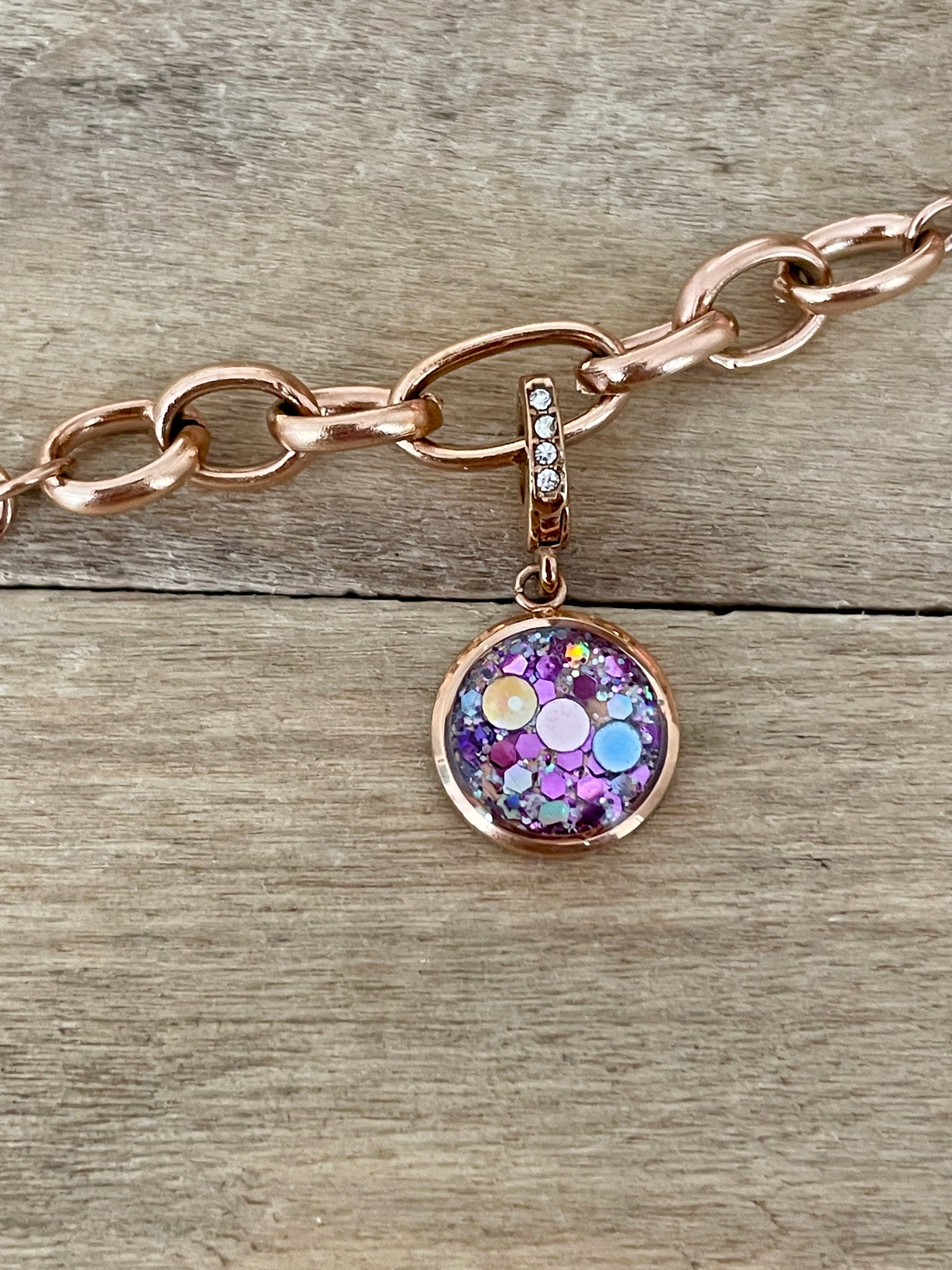 Charm Cristal or rose Image de soi (vendu sans bracelet)