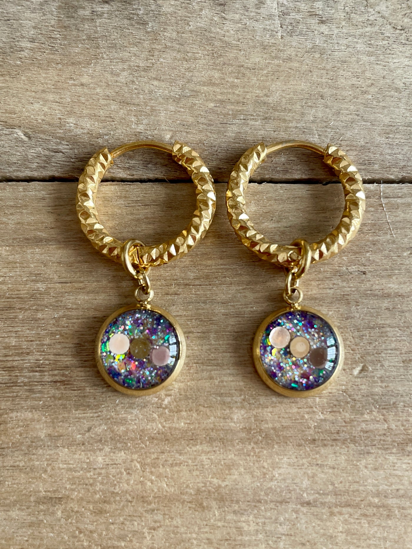 Boucles d'oreilles SANTORINI dorées Hoponopono