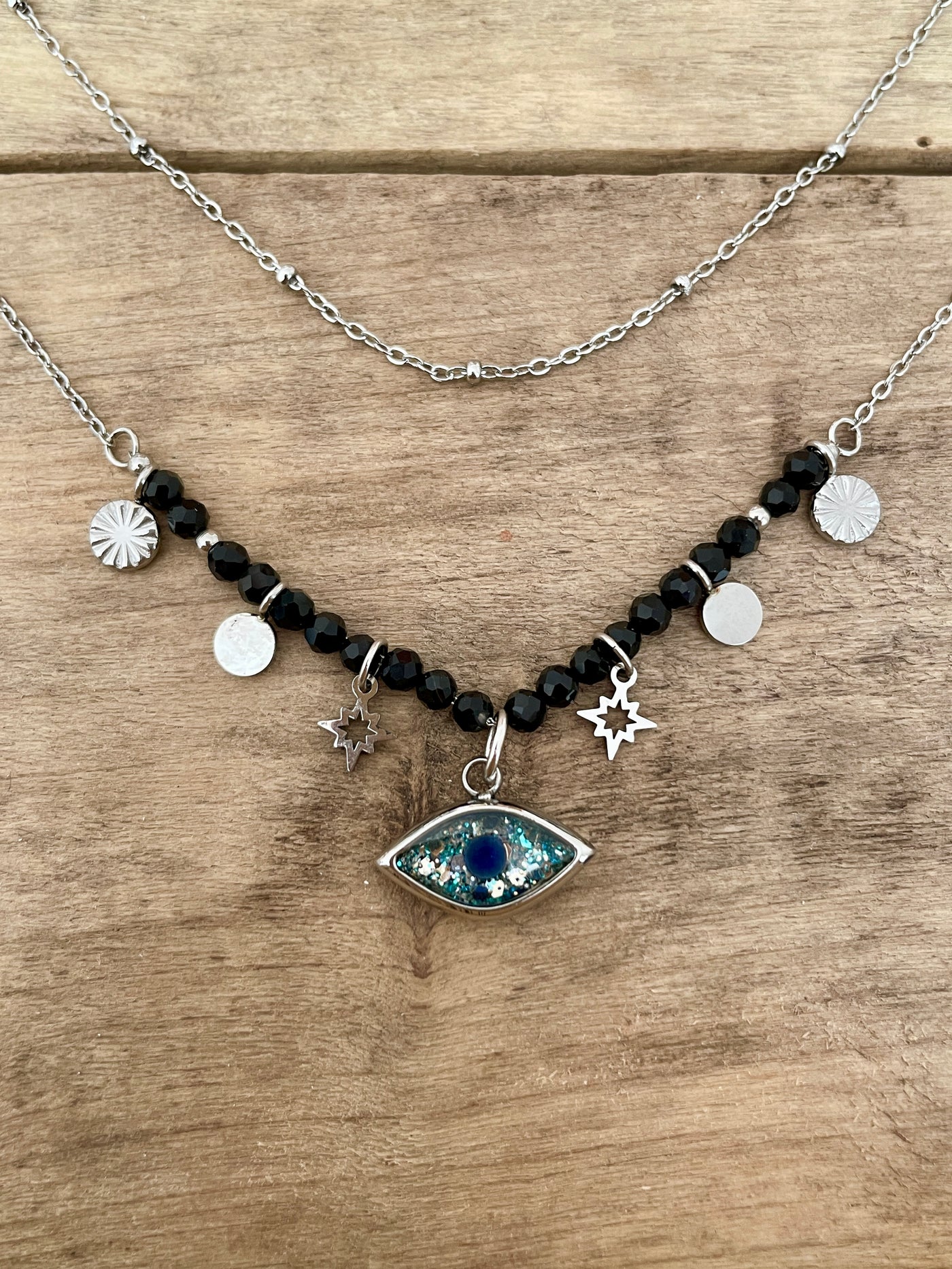 Collier argenté TAYLOR Onyx Deuil