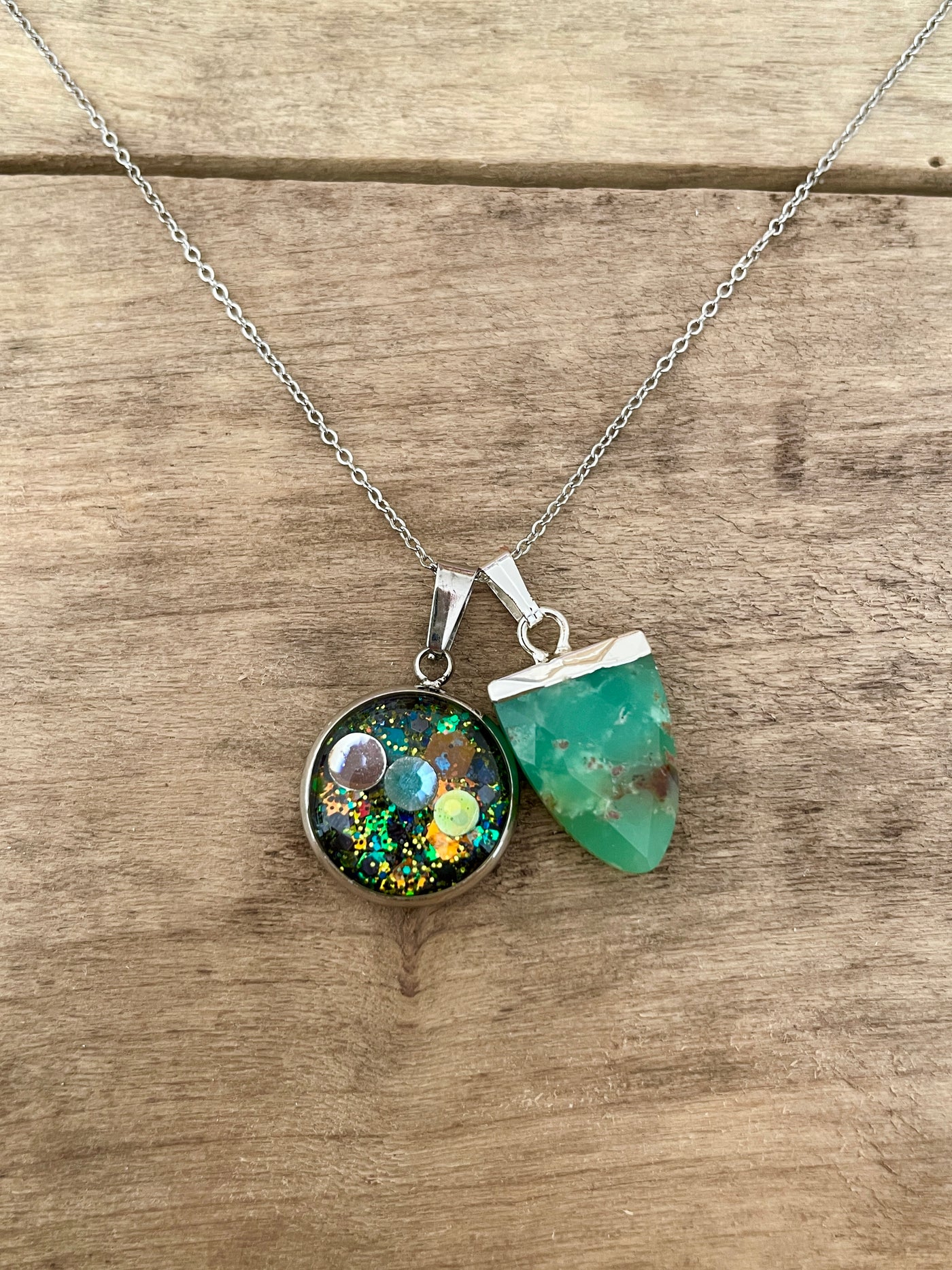 Collier simple argenté CHRYSOPRASE Deuil