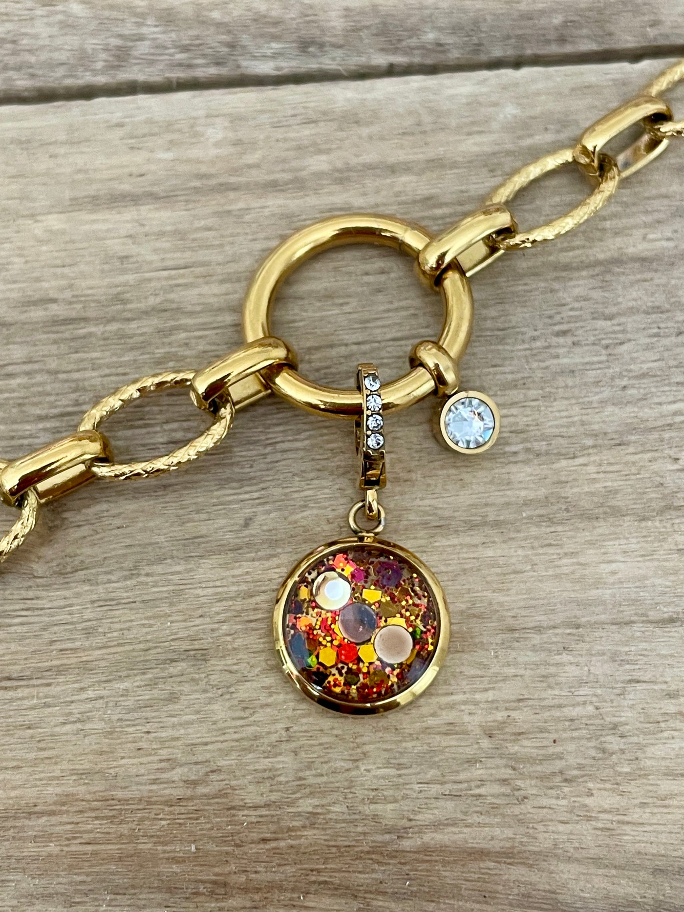 Charm Cristal doré Canalisation & intuition (vendu sans bracelet)
