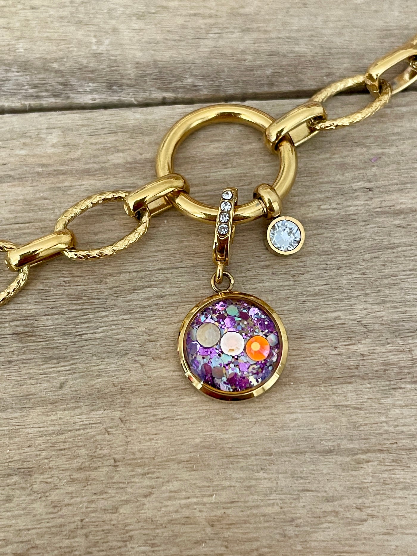 Charm Cristal doré Déblocage du 3ème oeil (vendu sans bracelet)