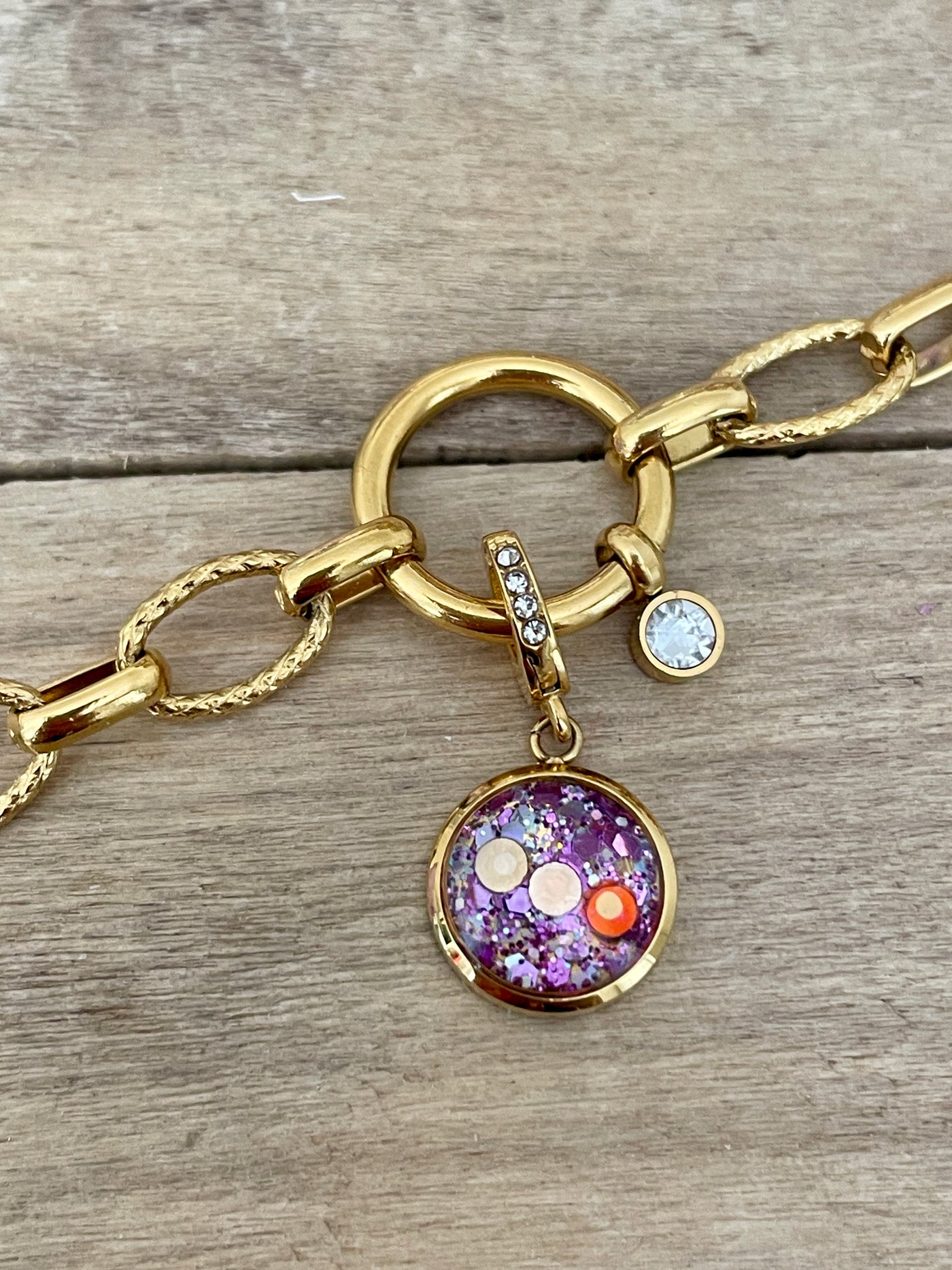 Charm Cristal doré Angoisses et peurs (vendu sans bracelet)