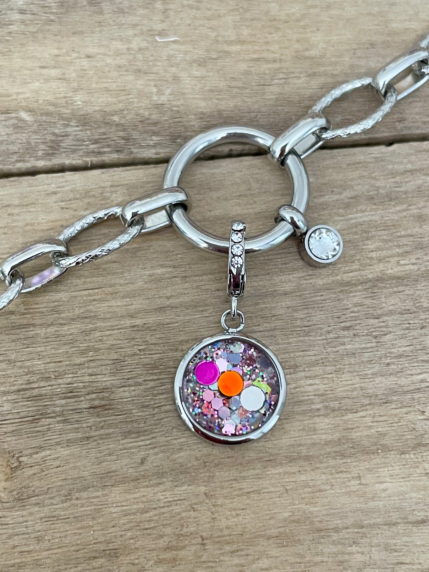 Charm Cristal argenté Angoisses et peurs (vendu sans bracelet)