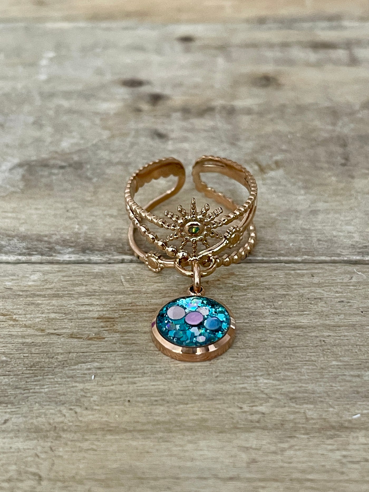Bague or rose SÓL Réharmonisation des 7 chakras
