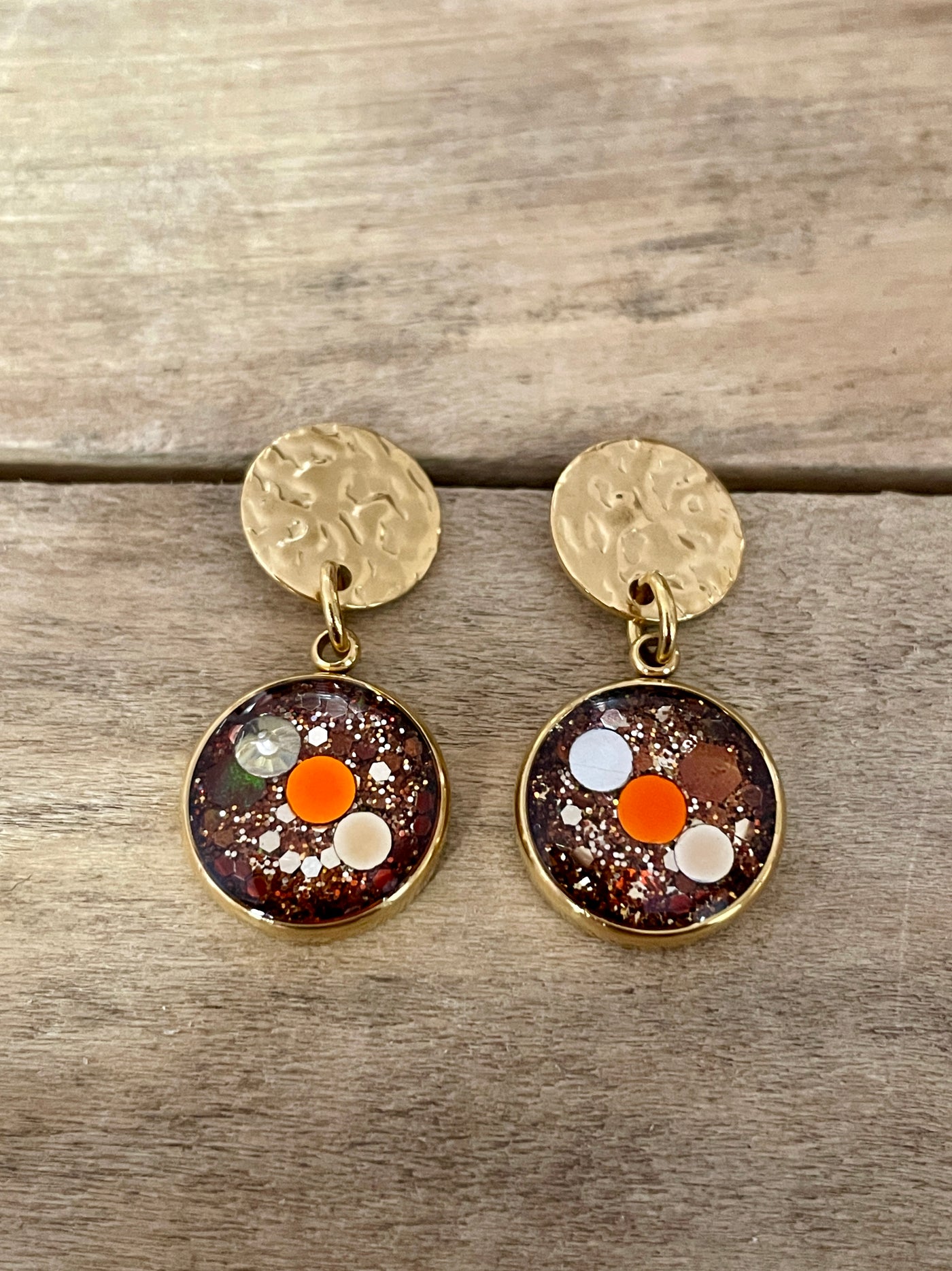 Boucles d'oreilles dorées PUMPKIN FALL MILAN Lâcher prise