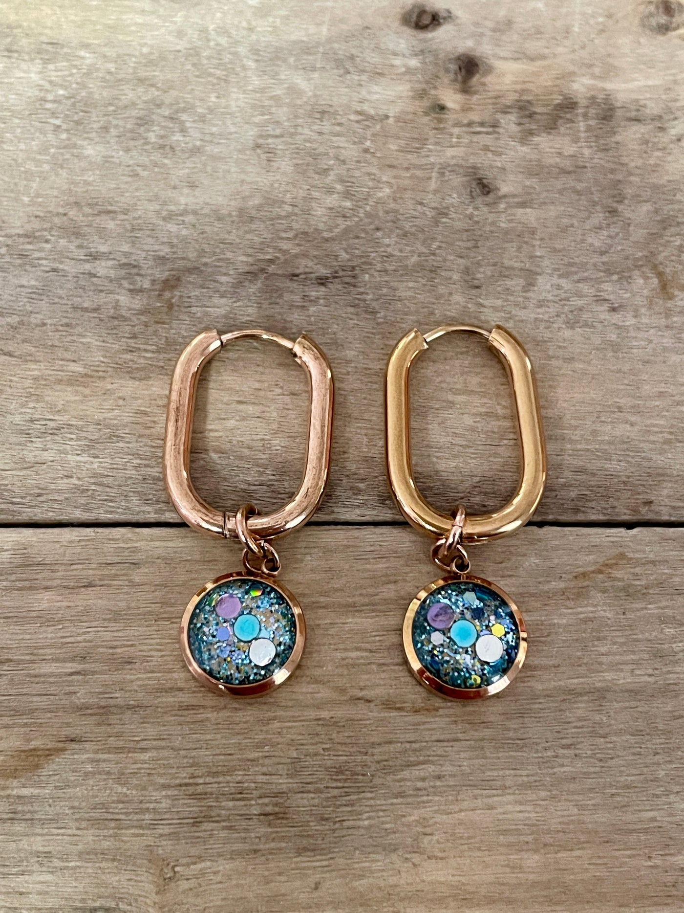 Boucles d'oreilles or rose SANTORINI Nuit noire de l'âme