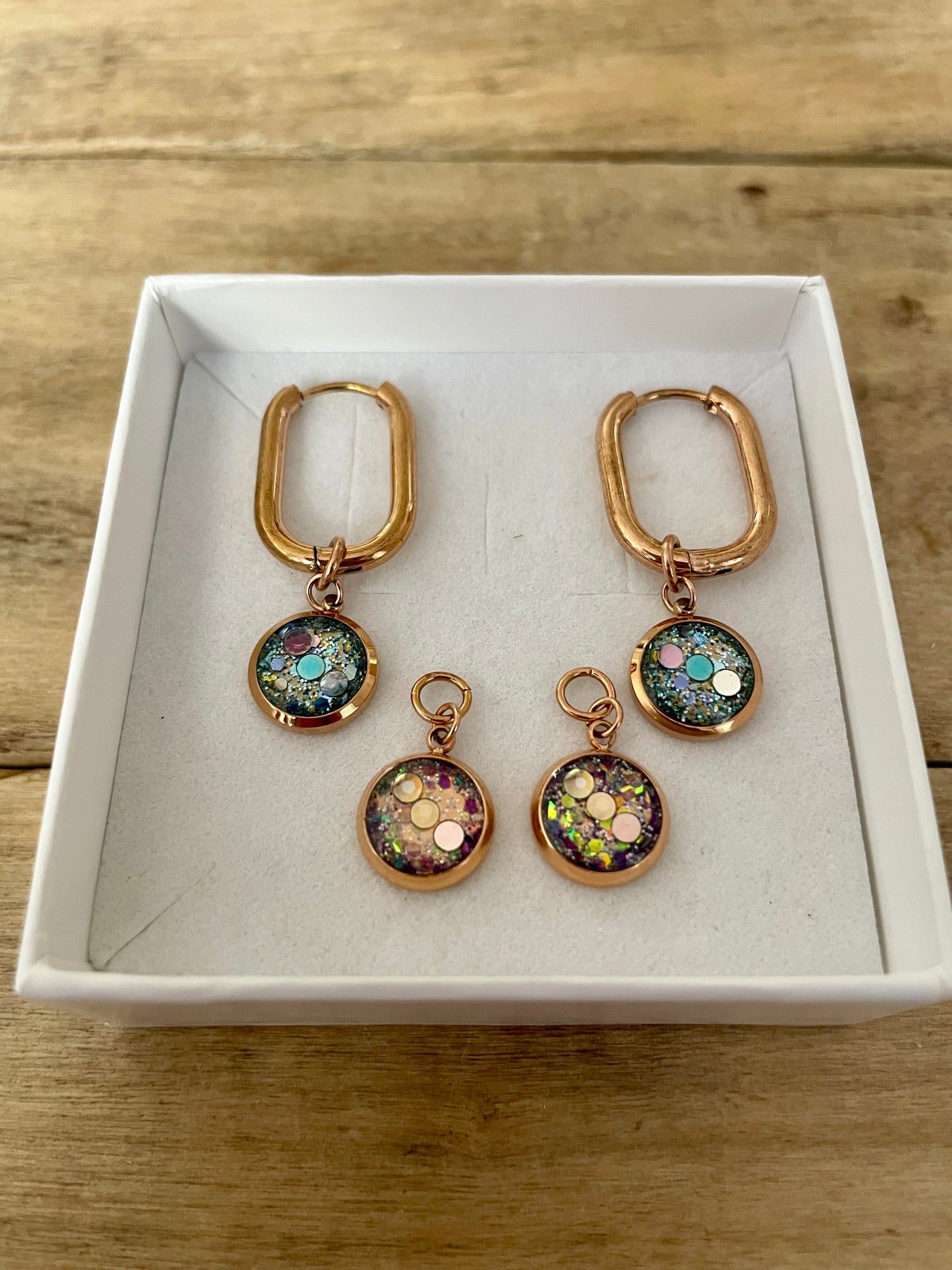 Boucles d'oreilles or rose SANTORINI Nuit noire de l'âme