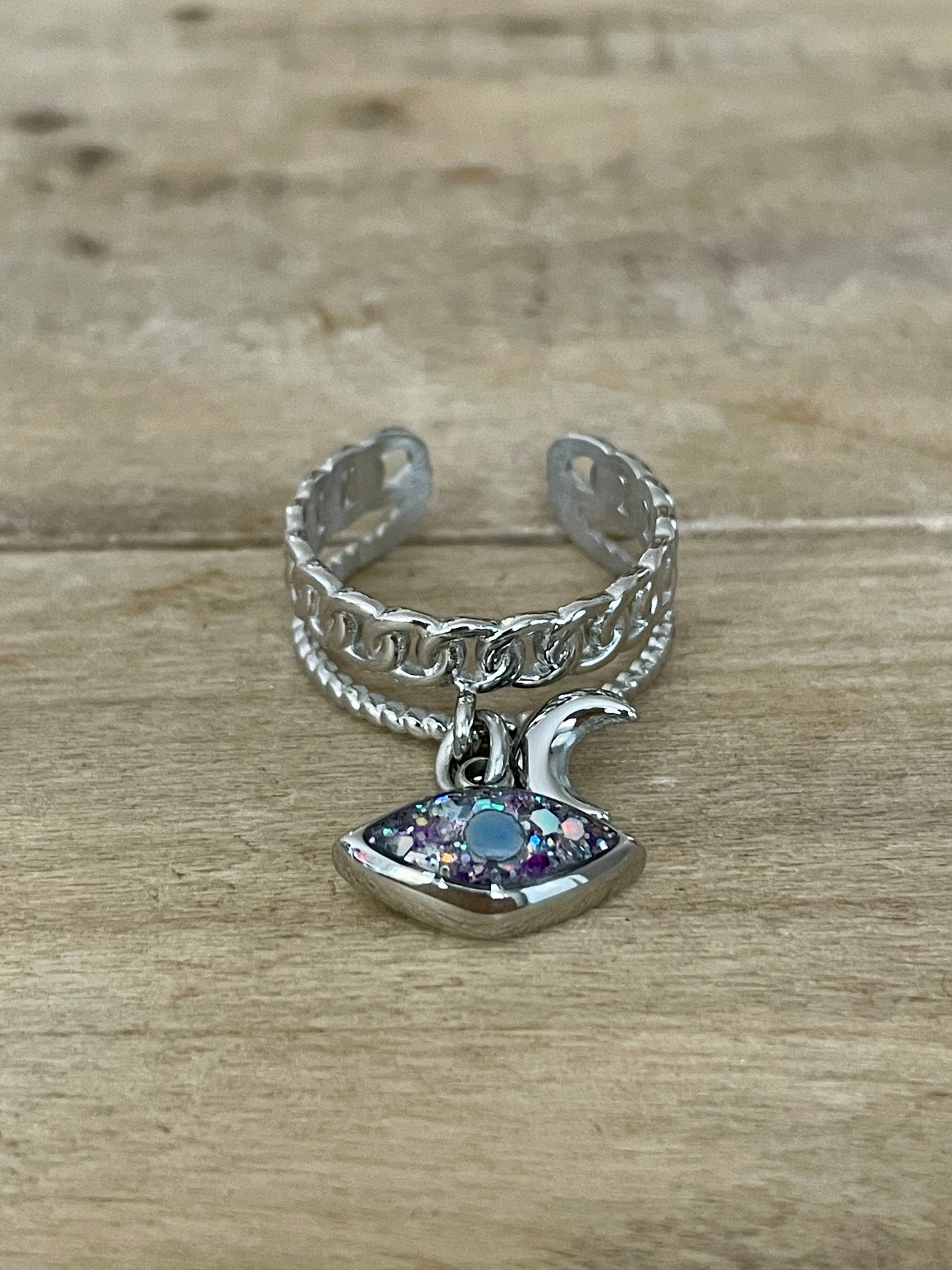 Bague argentée LOUNA Nuit noire de l'âme