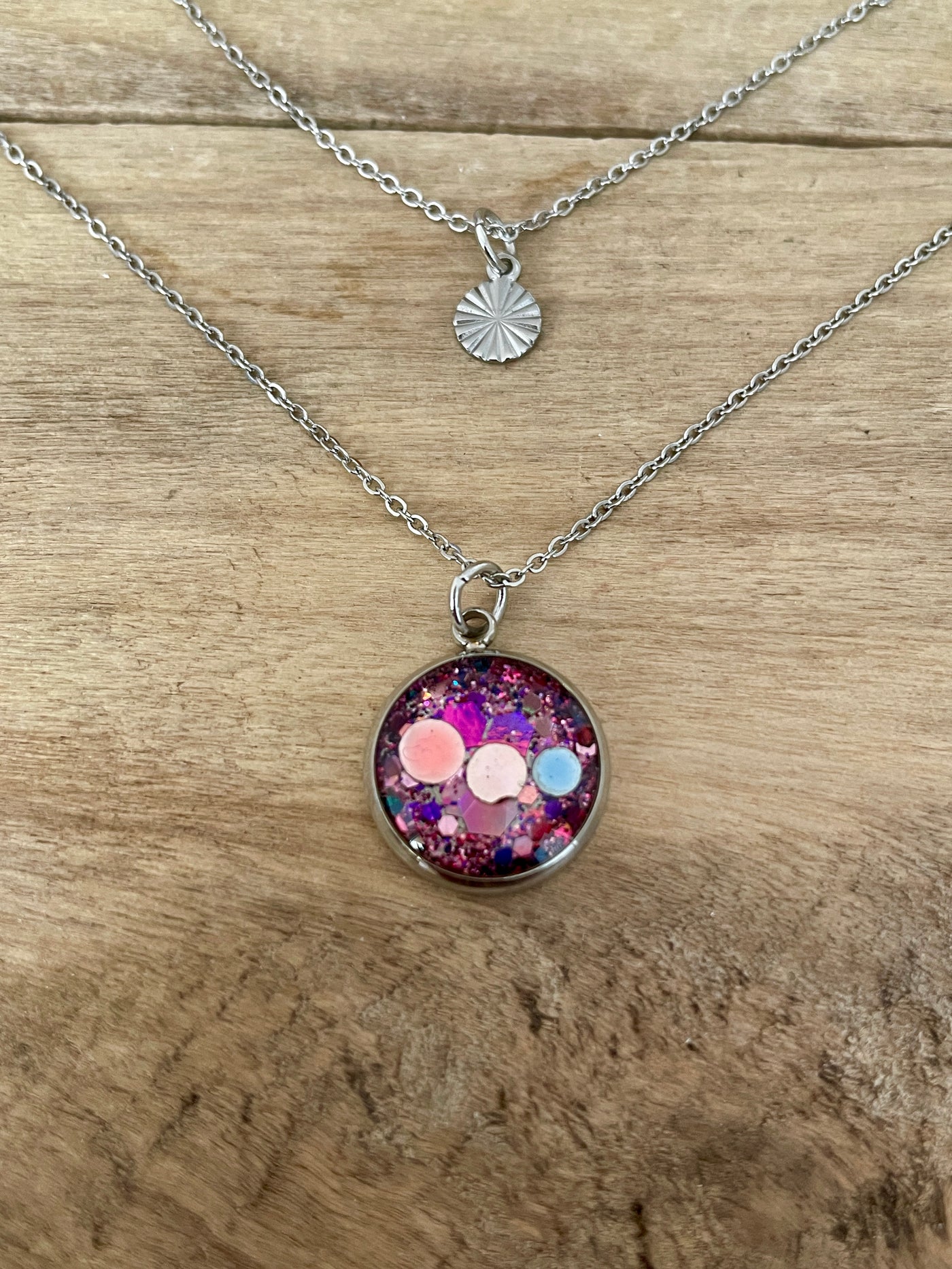 Collier double argenté Spirale négative