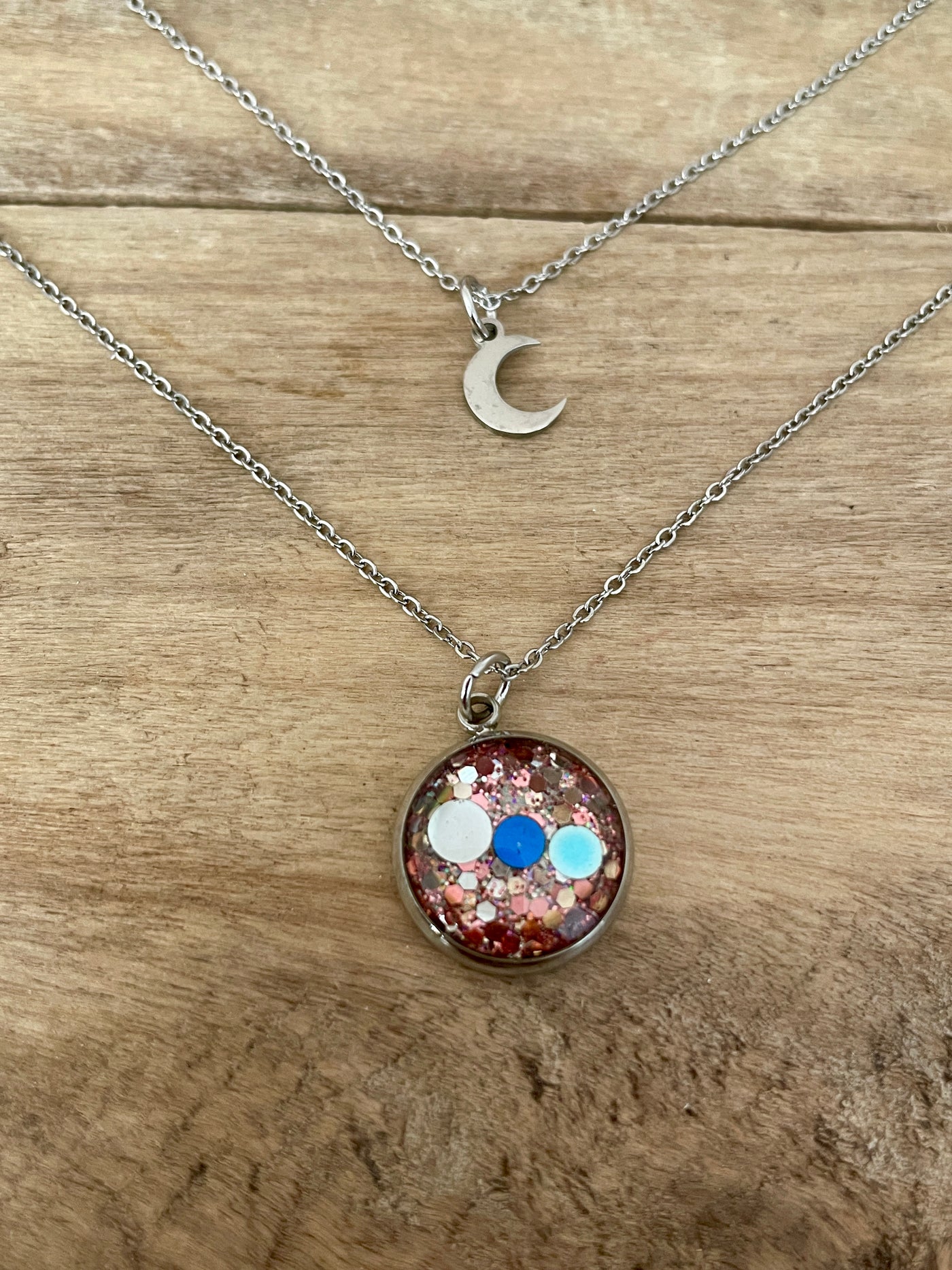 Collier double argenté LOUNA Souffrance amoureuse