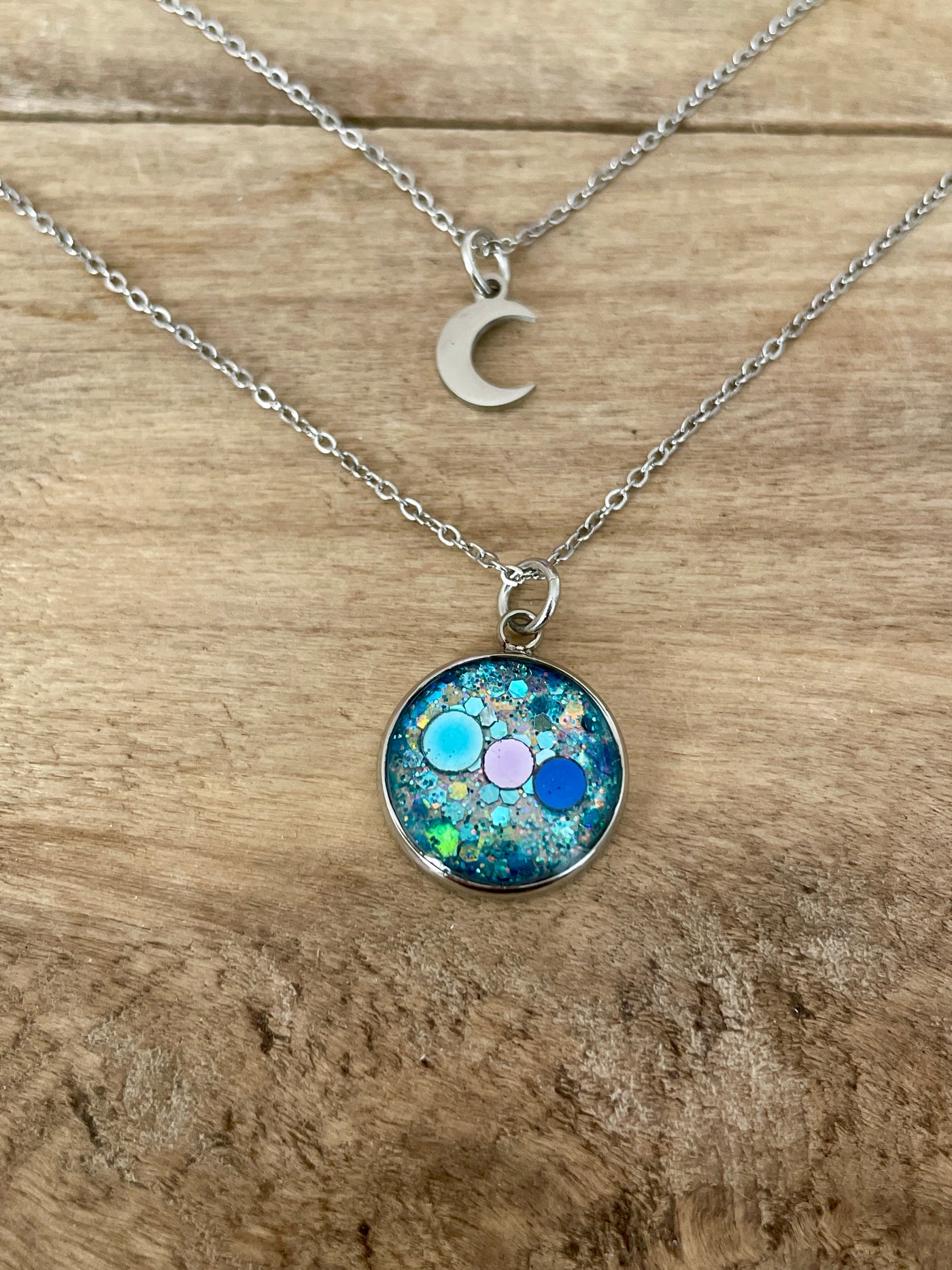 Collier double argenté LOUNA Nuit noire de l'âme