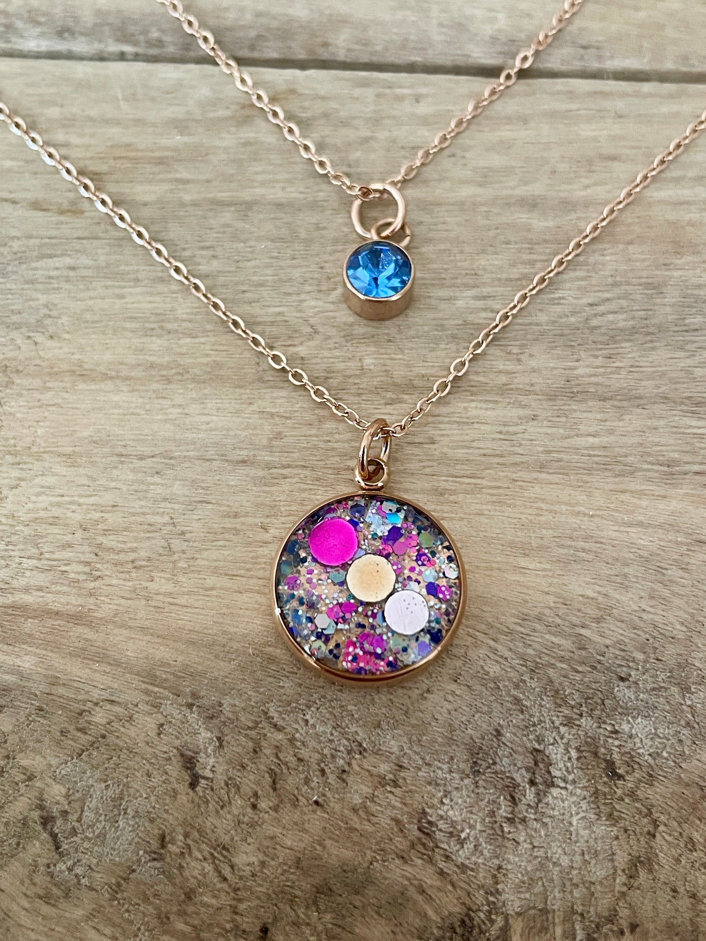 Collier double or rose CHIARA Deuil