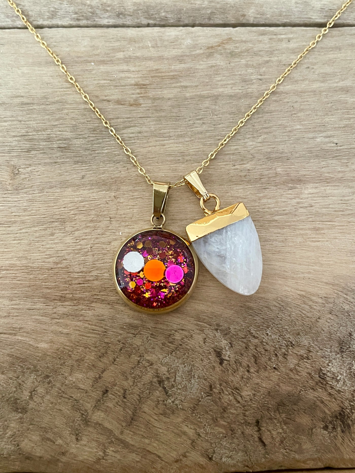 Collier doré simple PIERRE DE LUNE Alignement à soi