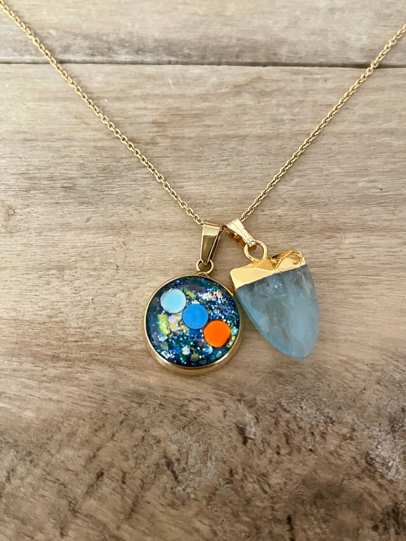 Collier simple doré AIGUE MARINE Consciousness