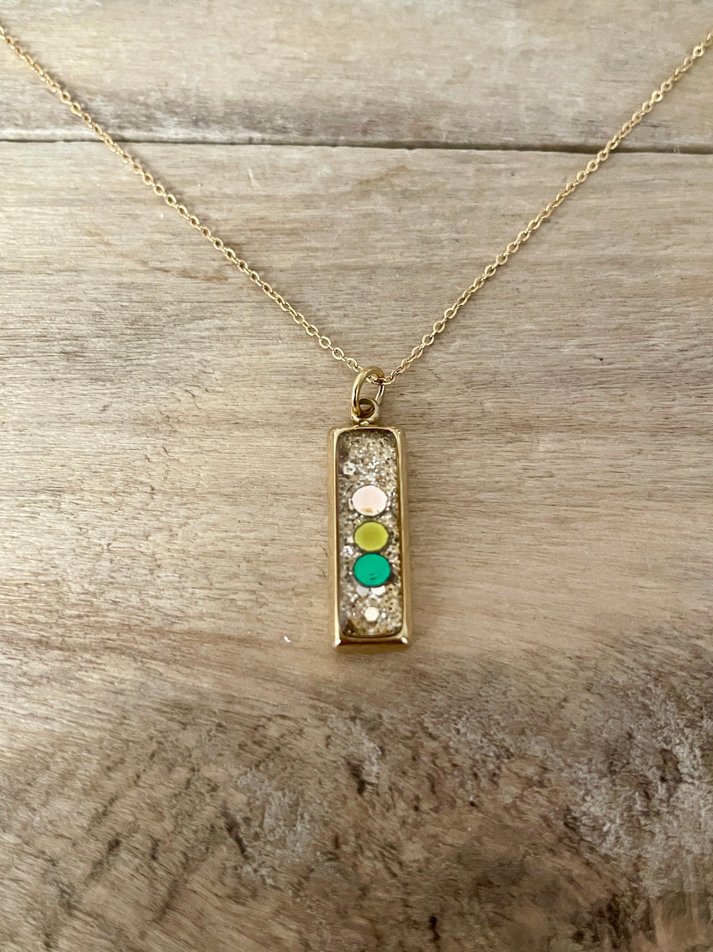 Simple golden Rectangle Anxiety and Fear necklace