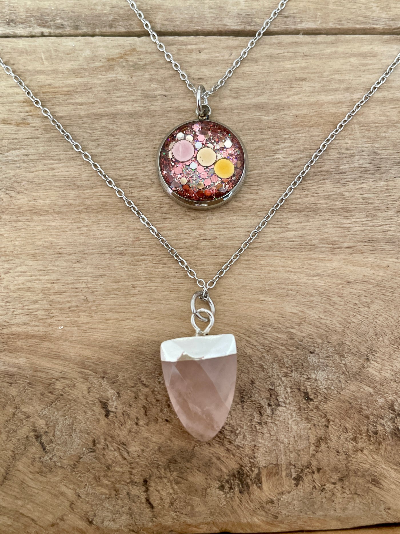 EASYCLIP argenté QUARTZ ROSE Chakra sacré reset