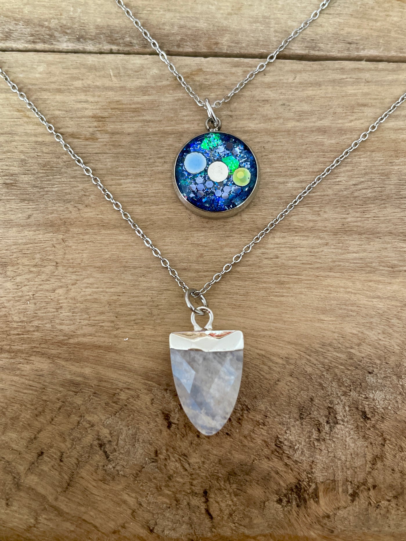 EASYCLIP argenté PIERRE DE LUNE Chakra gorge