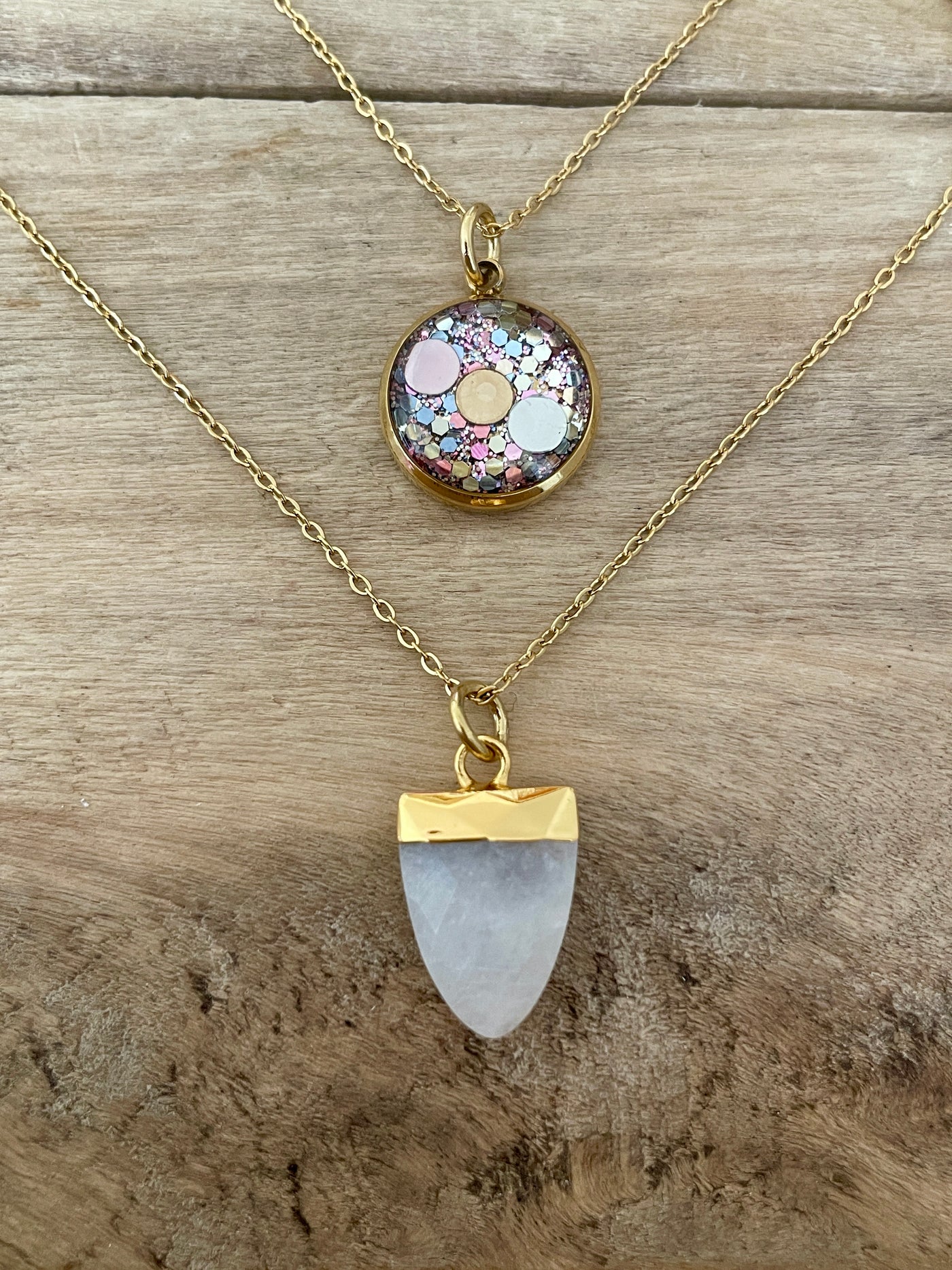 EASYCLIP doré PIERRE DE LUNE Chakra gorge