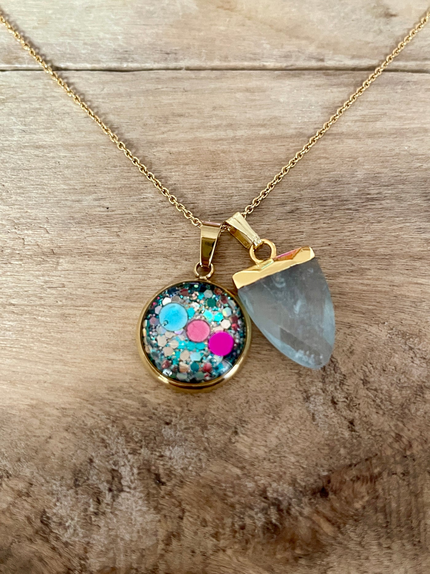 Collier simple doré AIGUE MARINE Blessure d'humiliation