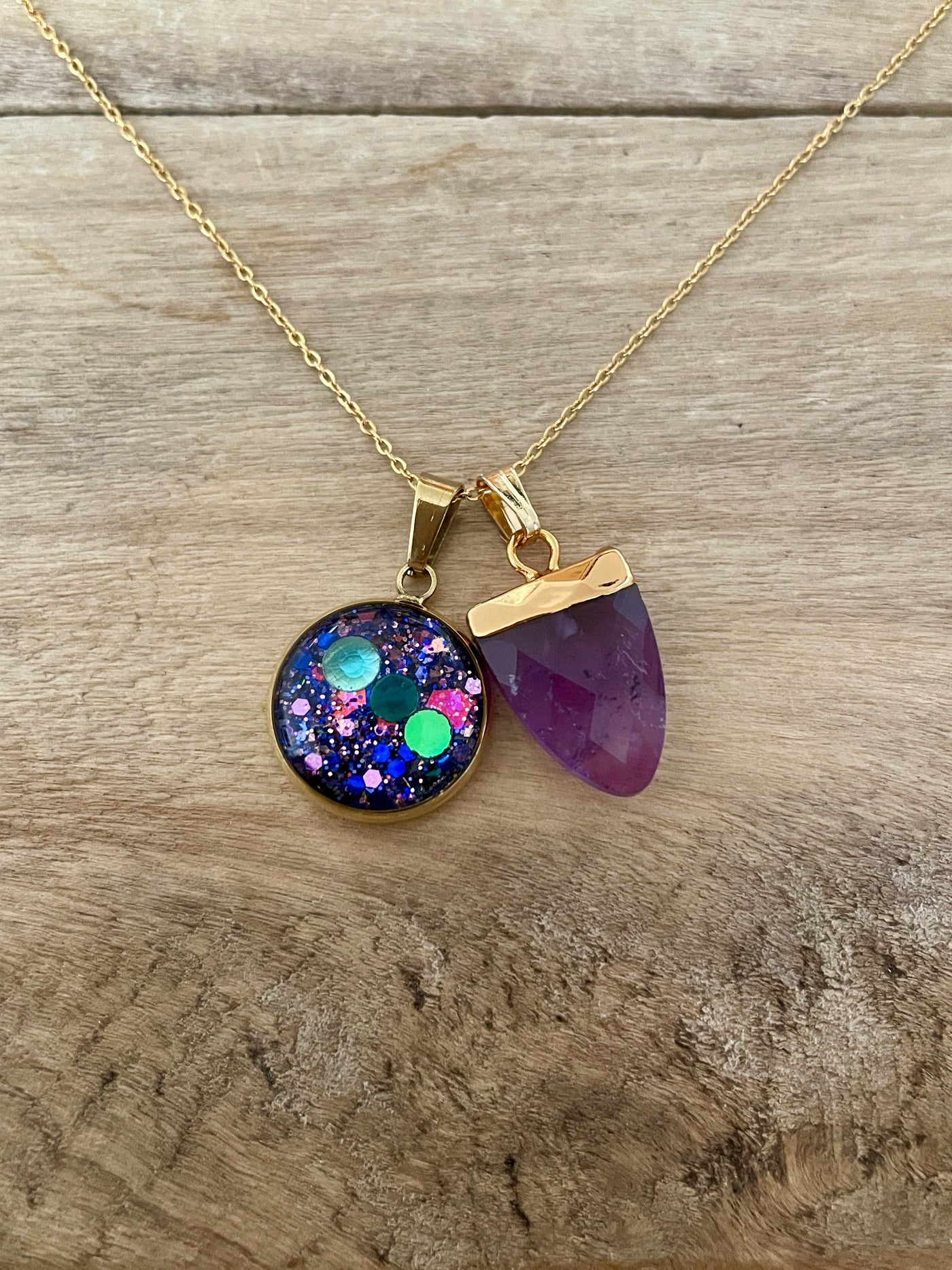 Collier simple doré AMETHYSTE Confiance en soi