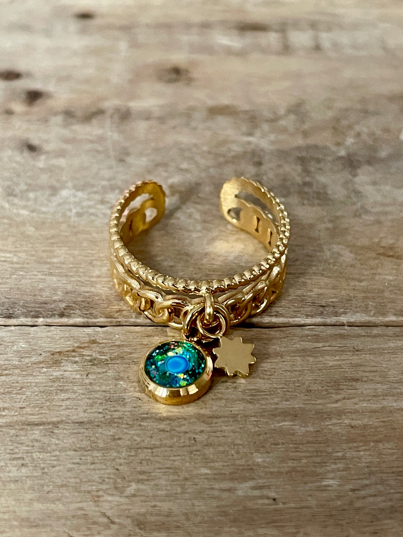 Bague dorée LOUNA Spirale négative