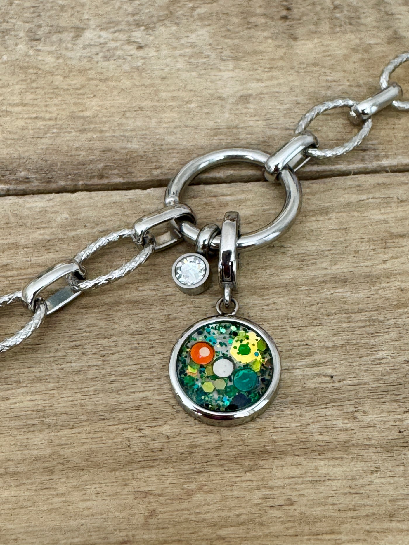 Charm argenté Nettoyage du plexus (vendu sans bracelet)