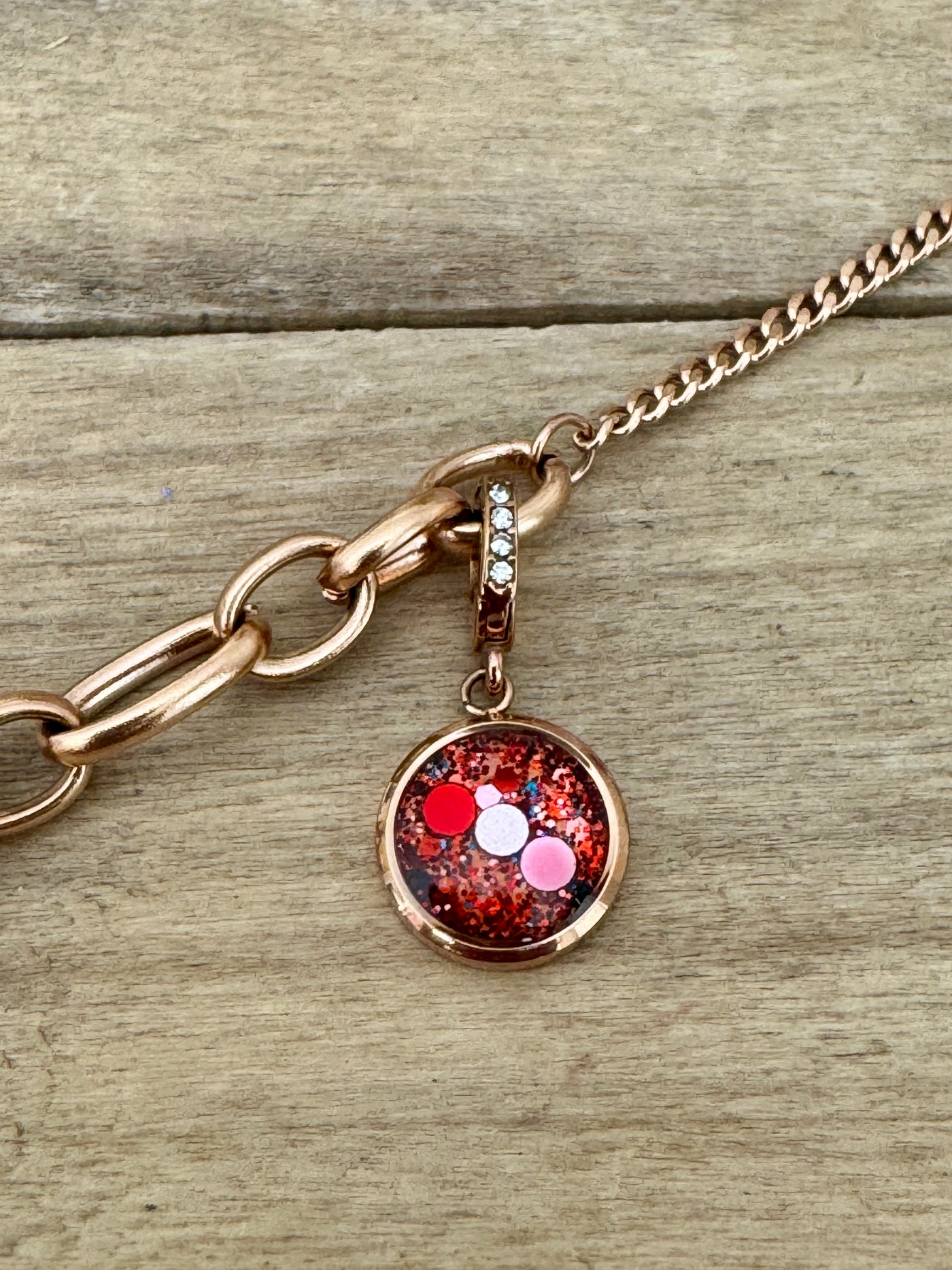 Charm Cristal or rose Hoponopono (vendu sans bracelet)