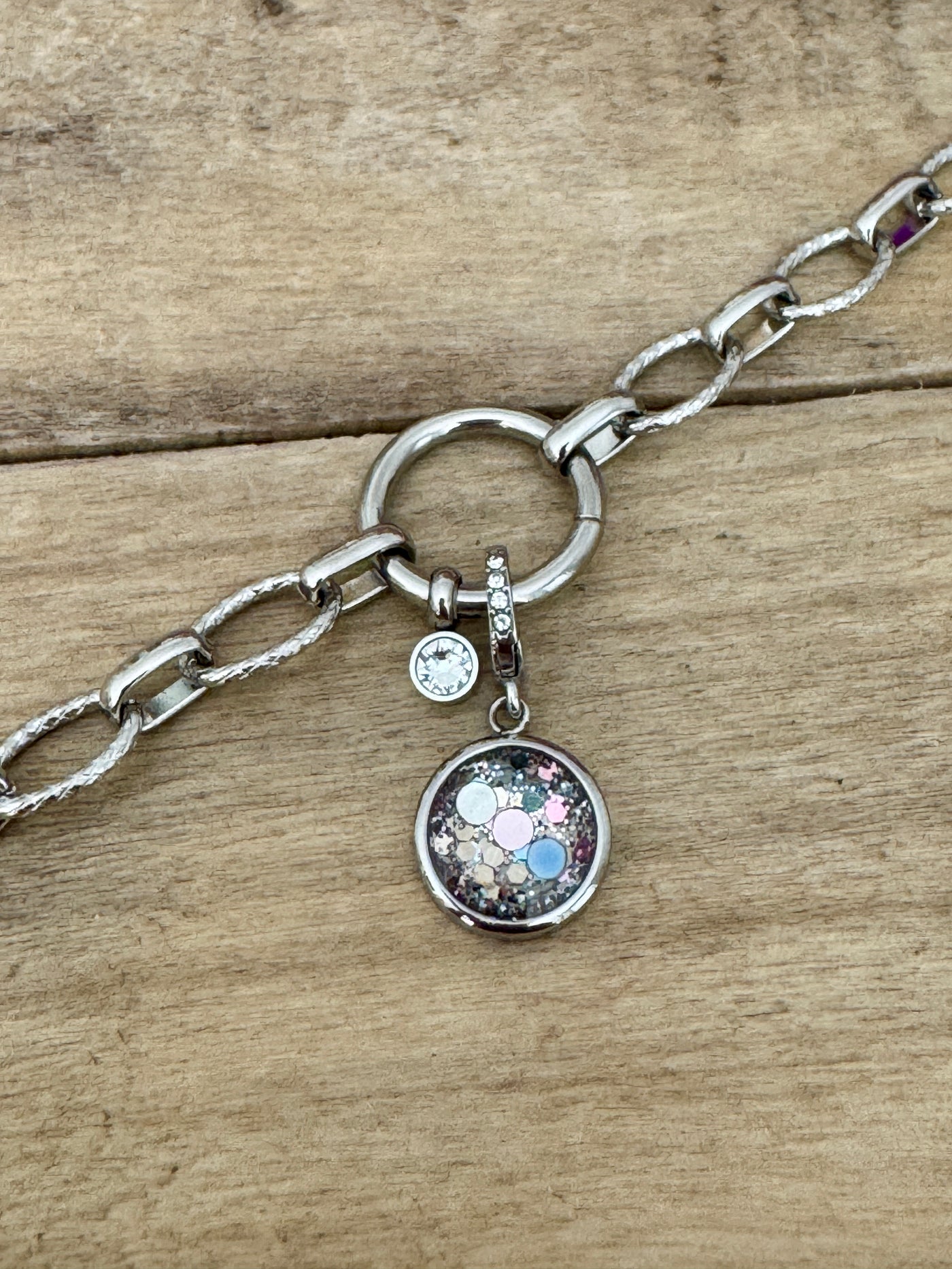 Charm Cristal argenté Océan (vendu sans bracelet)