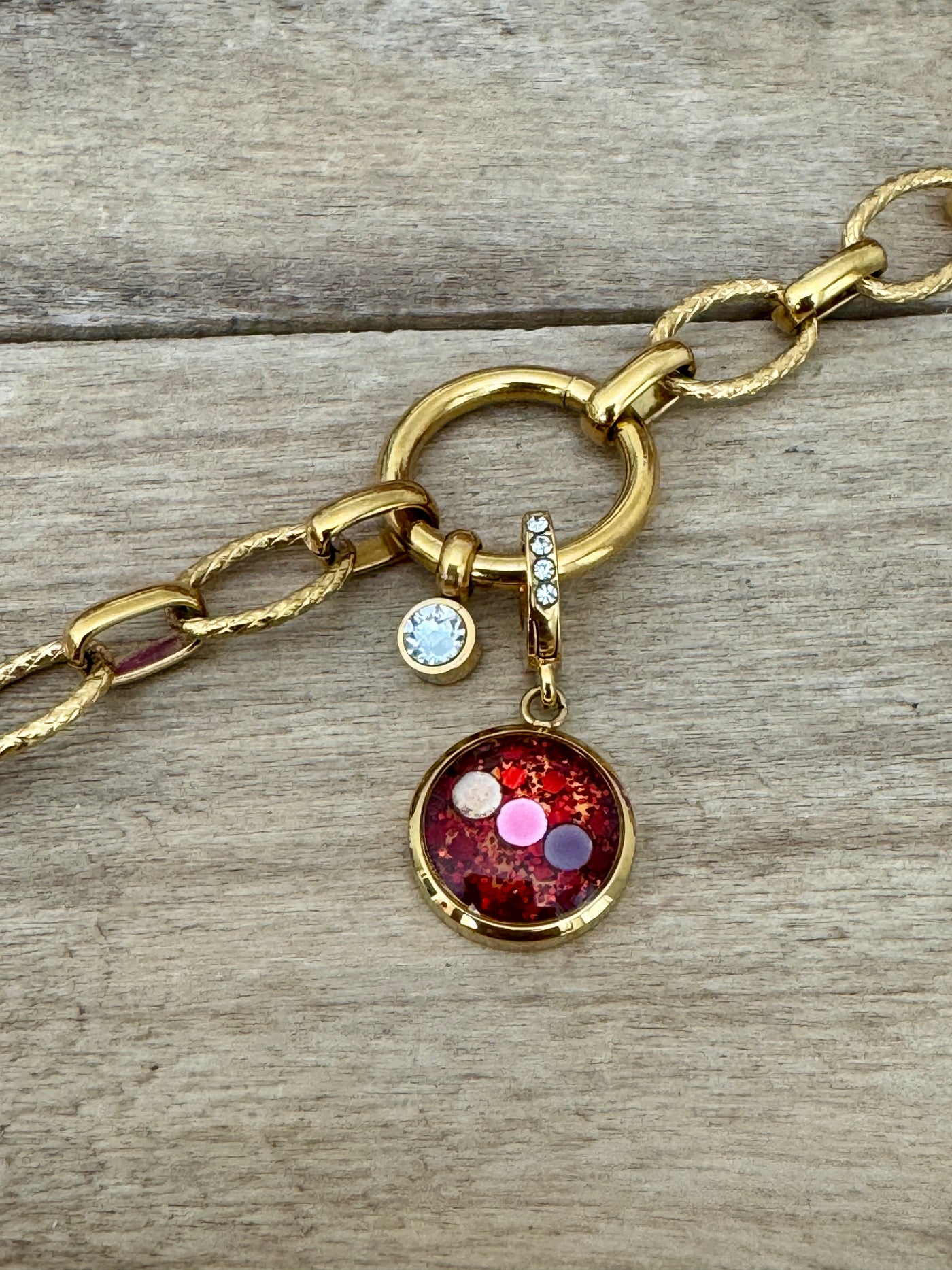 Charm Cristal doré Alignement mission de vie (vendu sans bracelet)