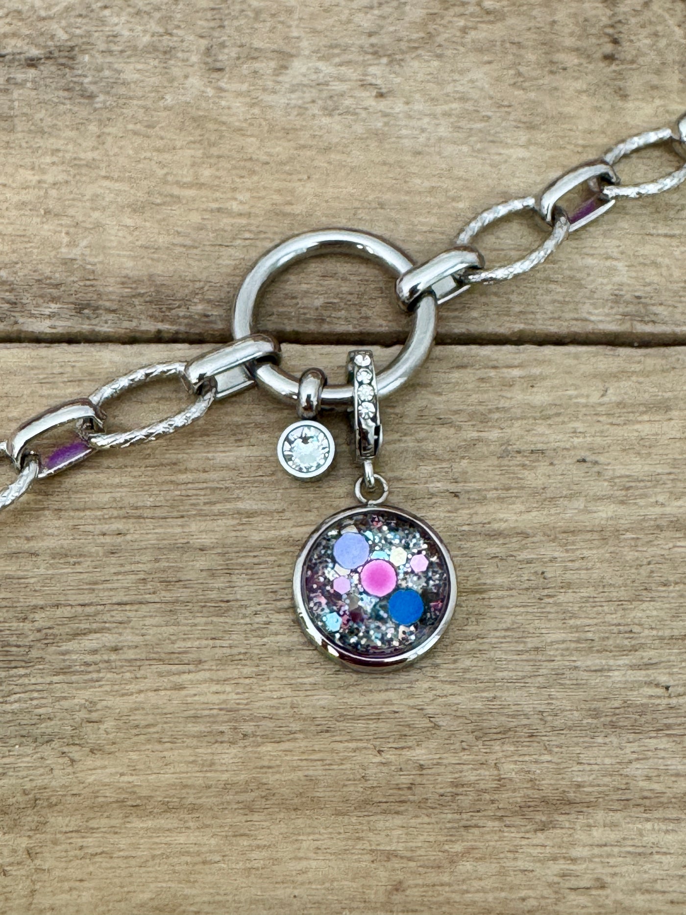 Charm Cristal argenté Déblocage du 3ème oeil (vendu sans bracelet)