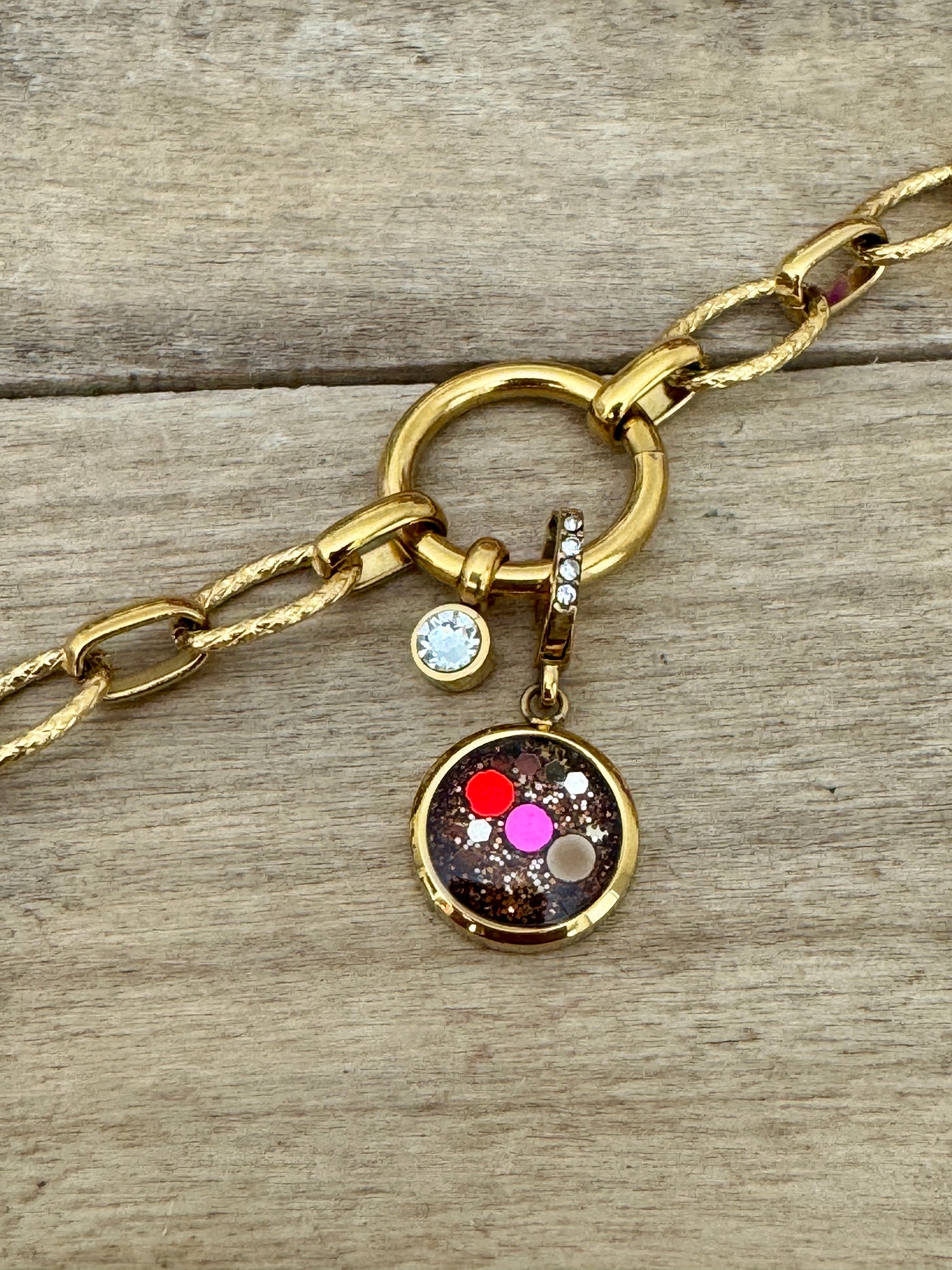 Charm Cristal doré Réharmonisation des 7 chakras (vendu sans bracelet)