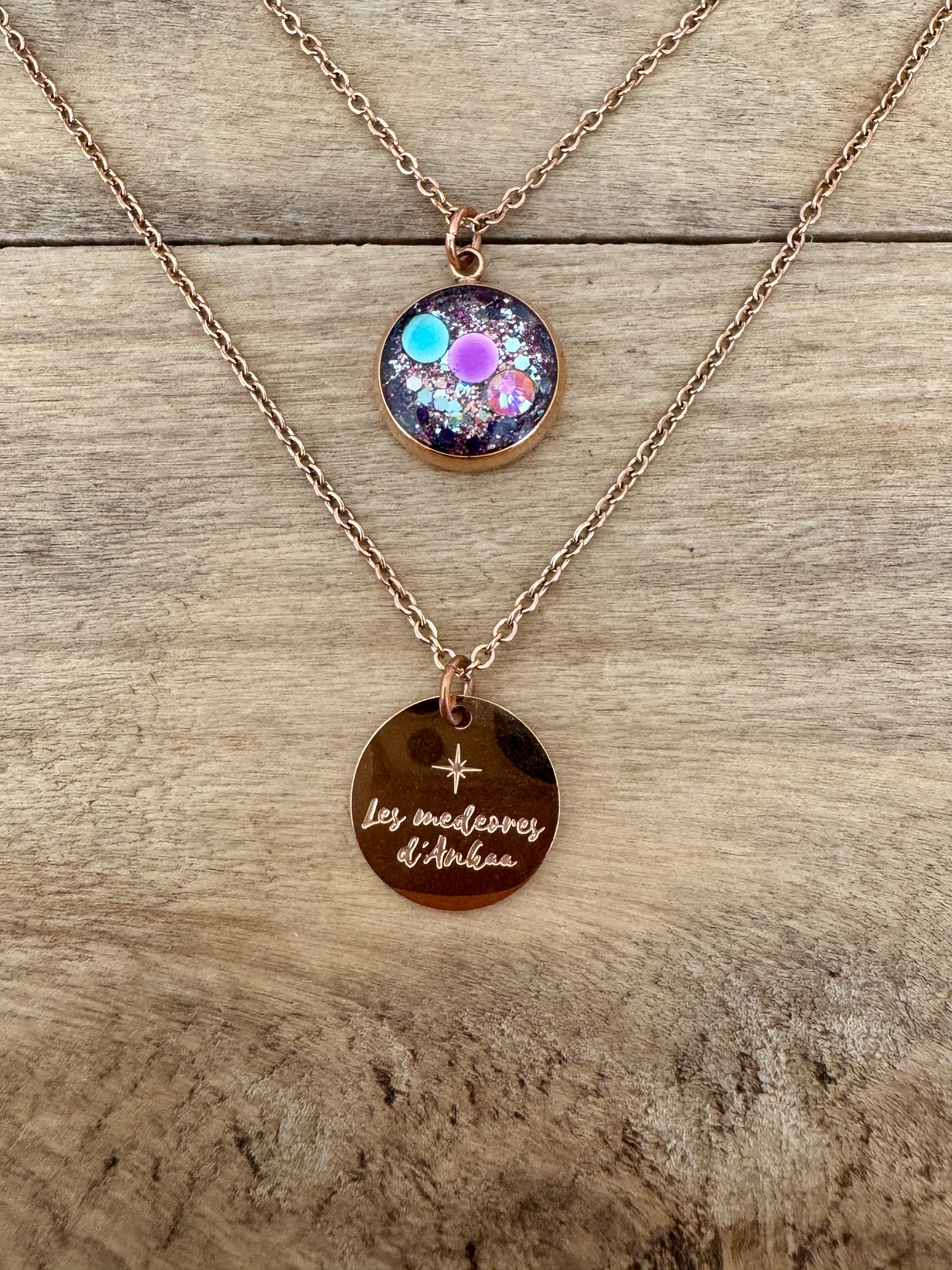 Double rose gold necklace CÉLIA Alignment to oneself