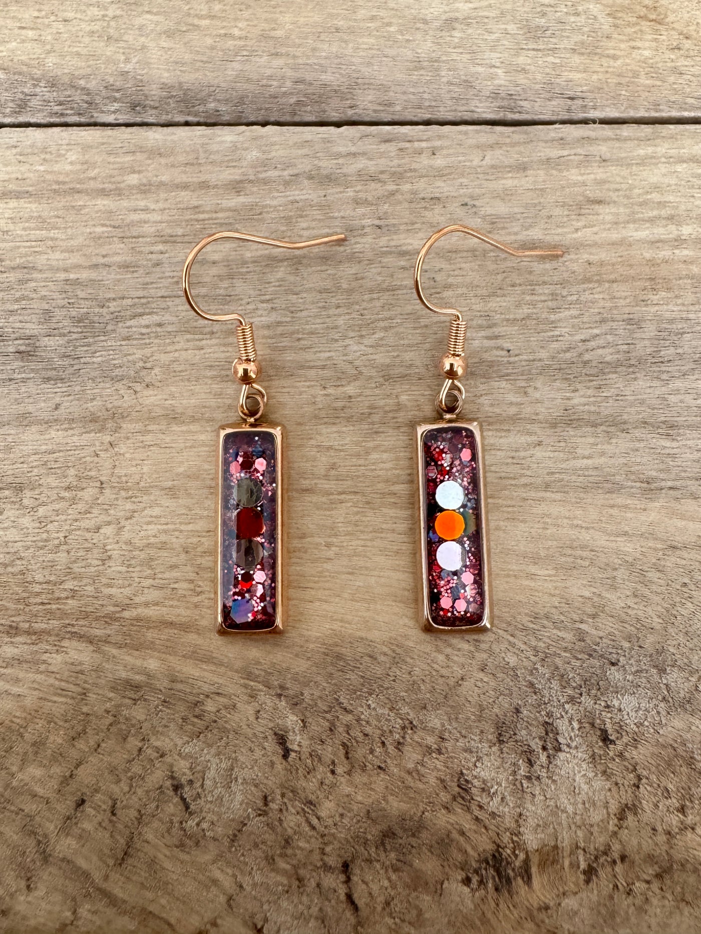Boucles d'oreilles or rose RECTANGLE Vies antérieures